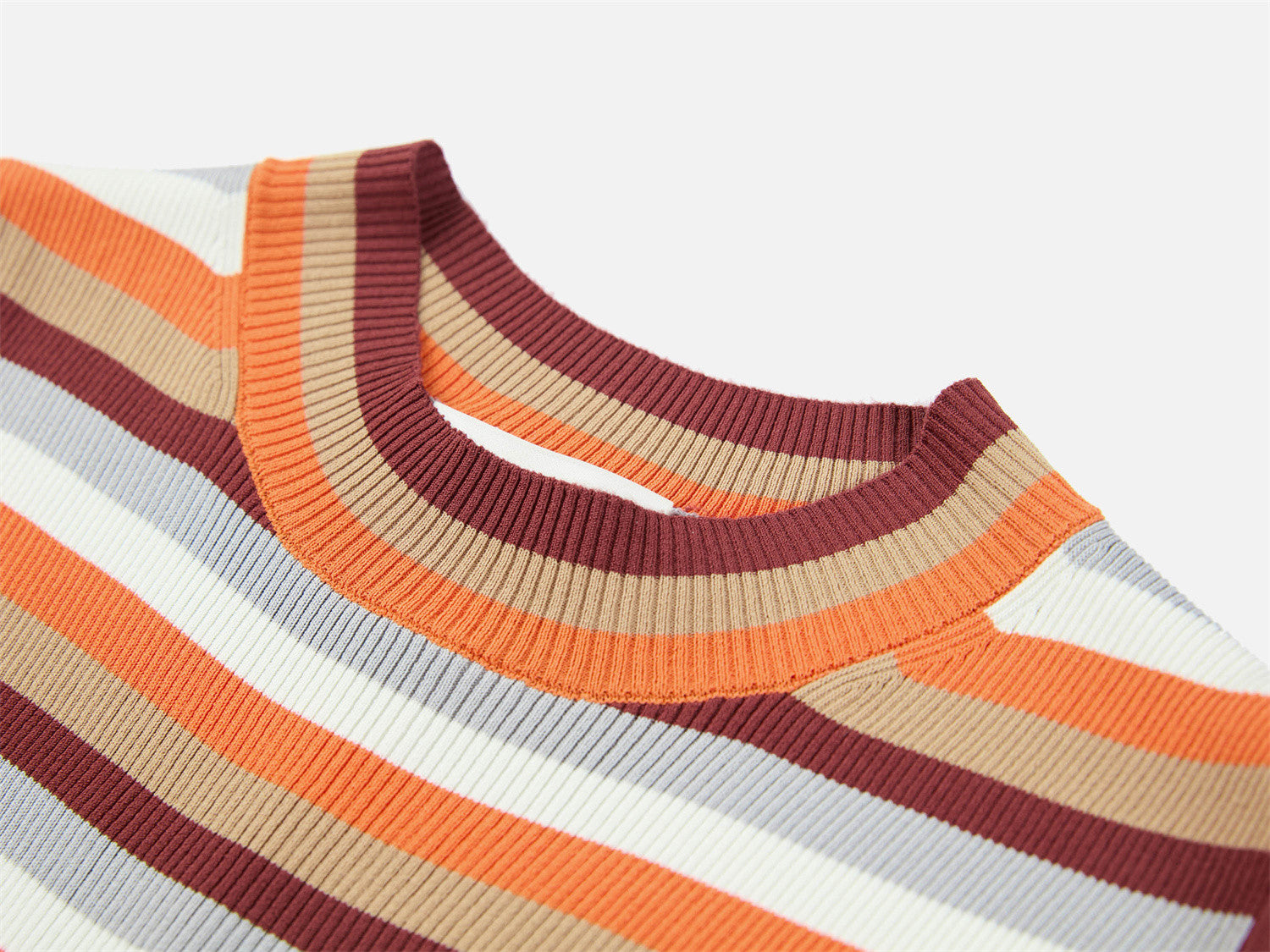 Horizontal Stripe Knit Vest | Orange