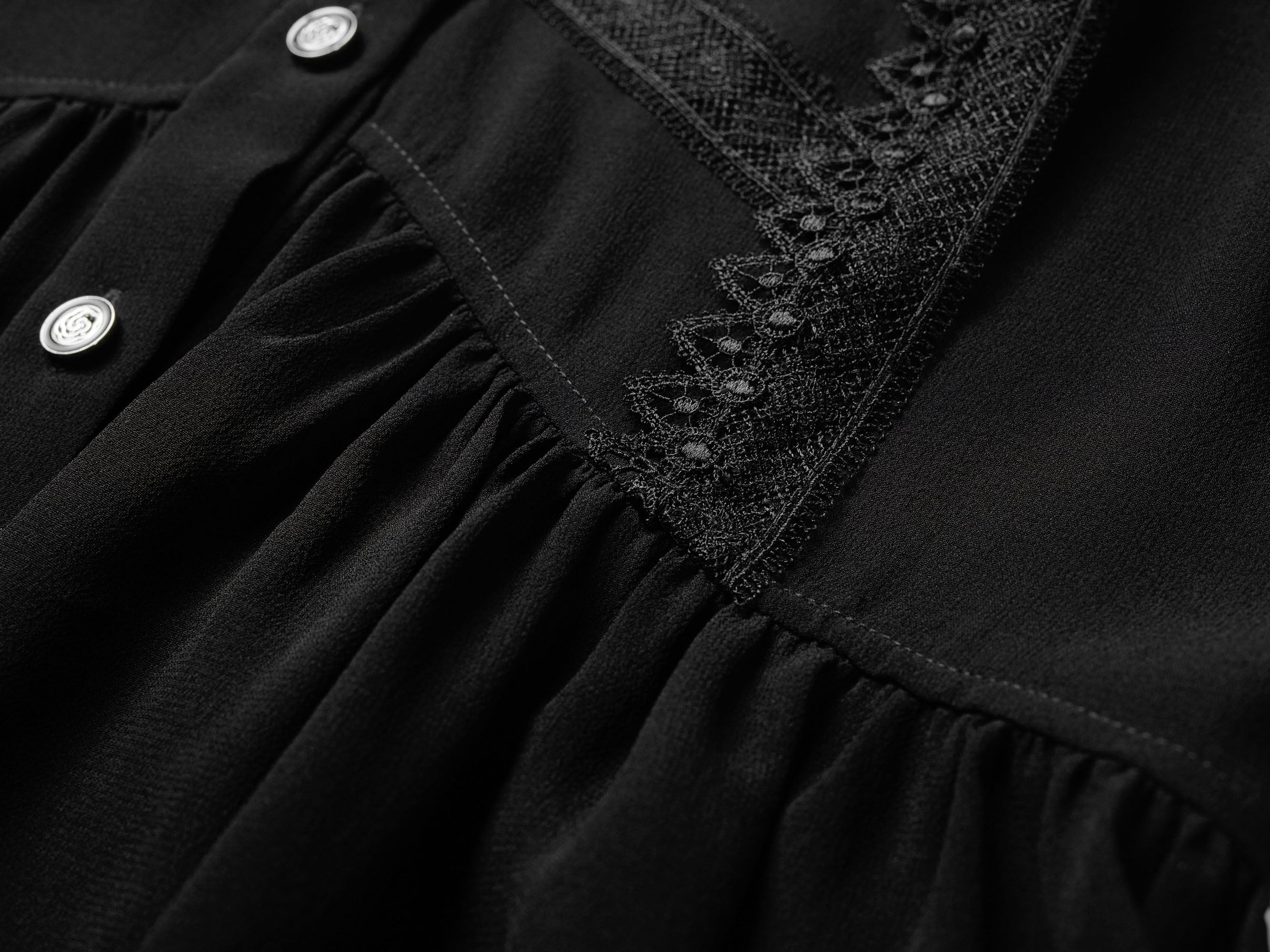 Semi-Sheer Button-Down Blouse | Black
