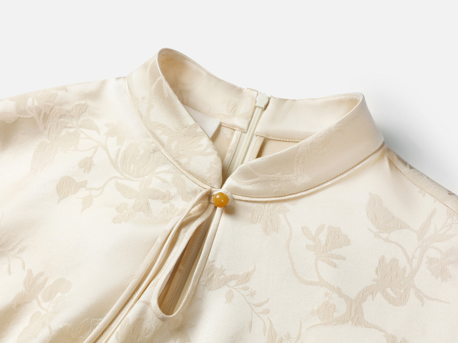 Traditional Style Silk Dress | Beige