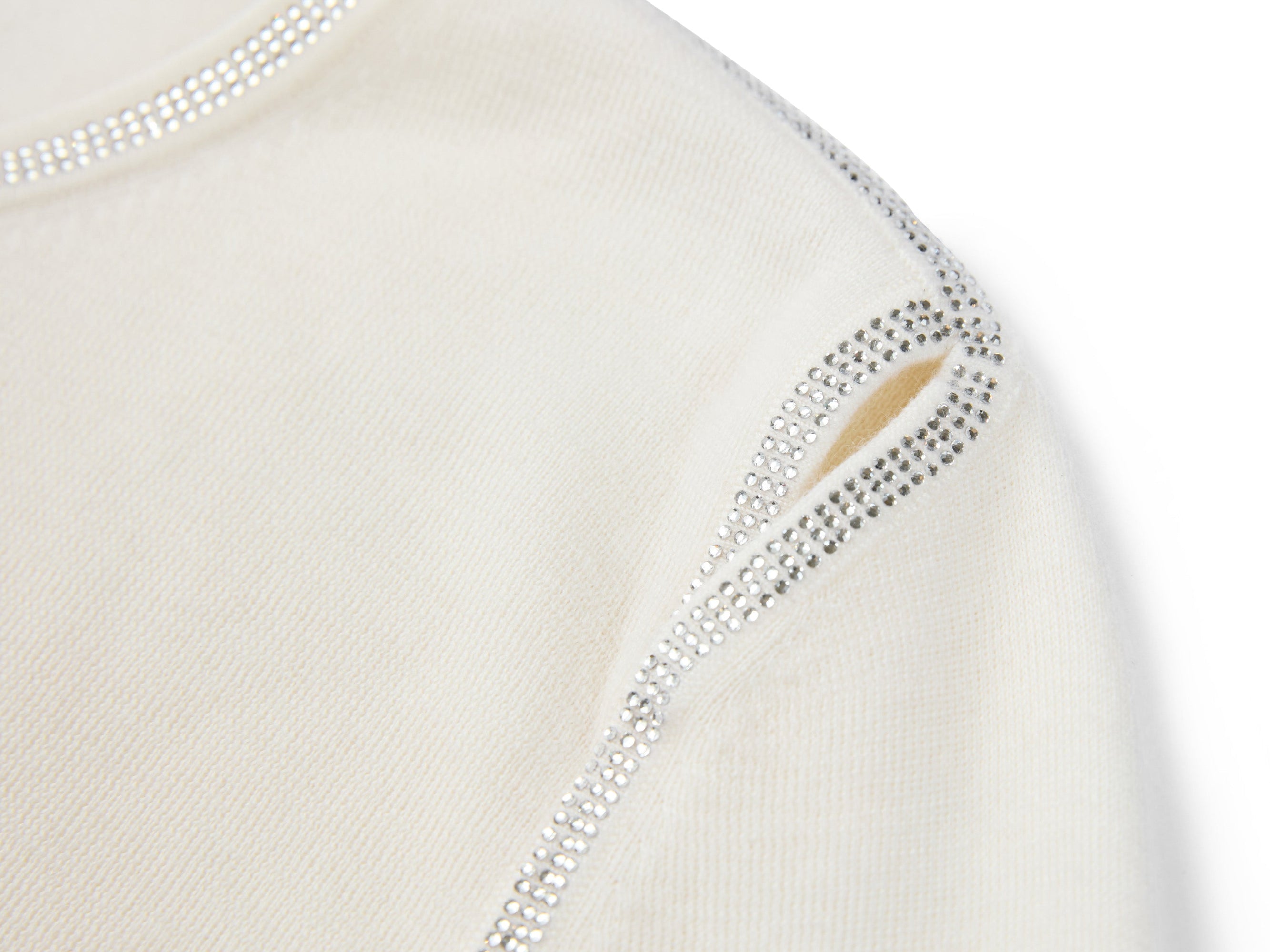 Wool Round Neck Knit Top | White