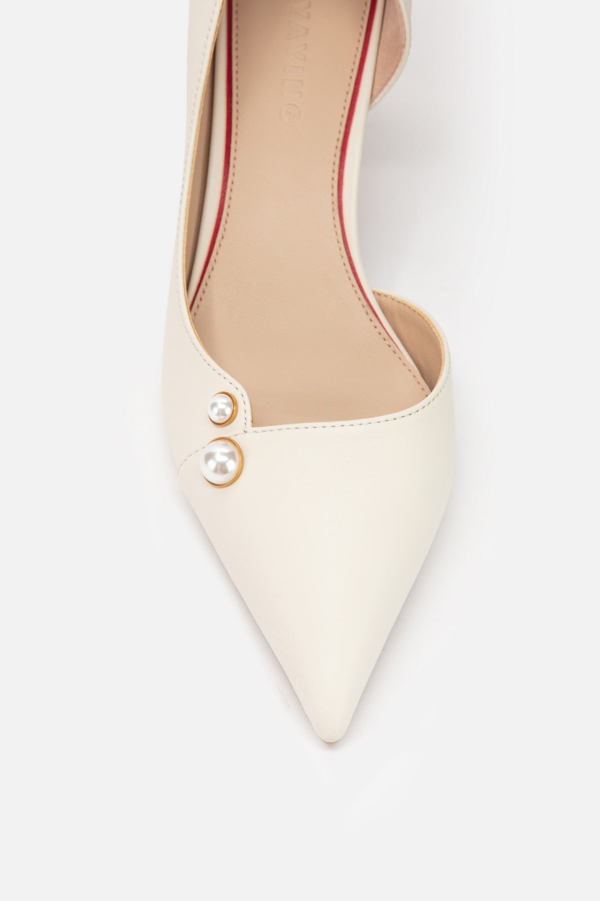 Elegance Pearl Hollow High Heels | White