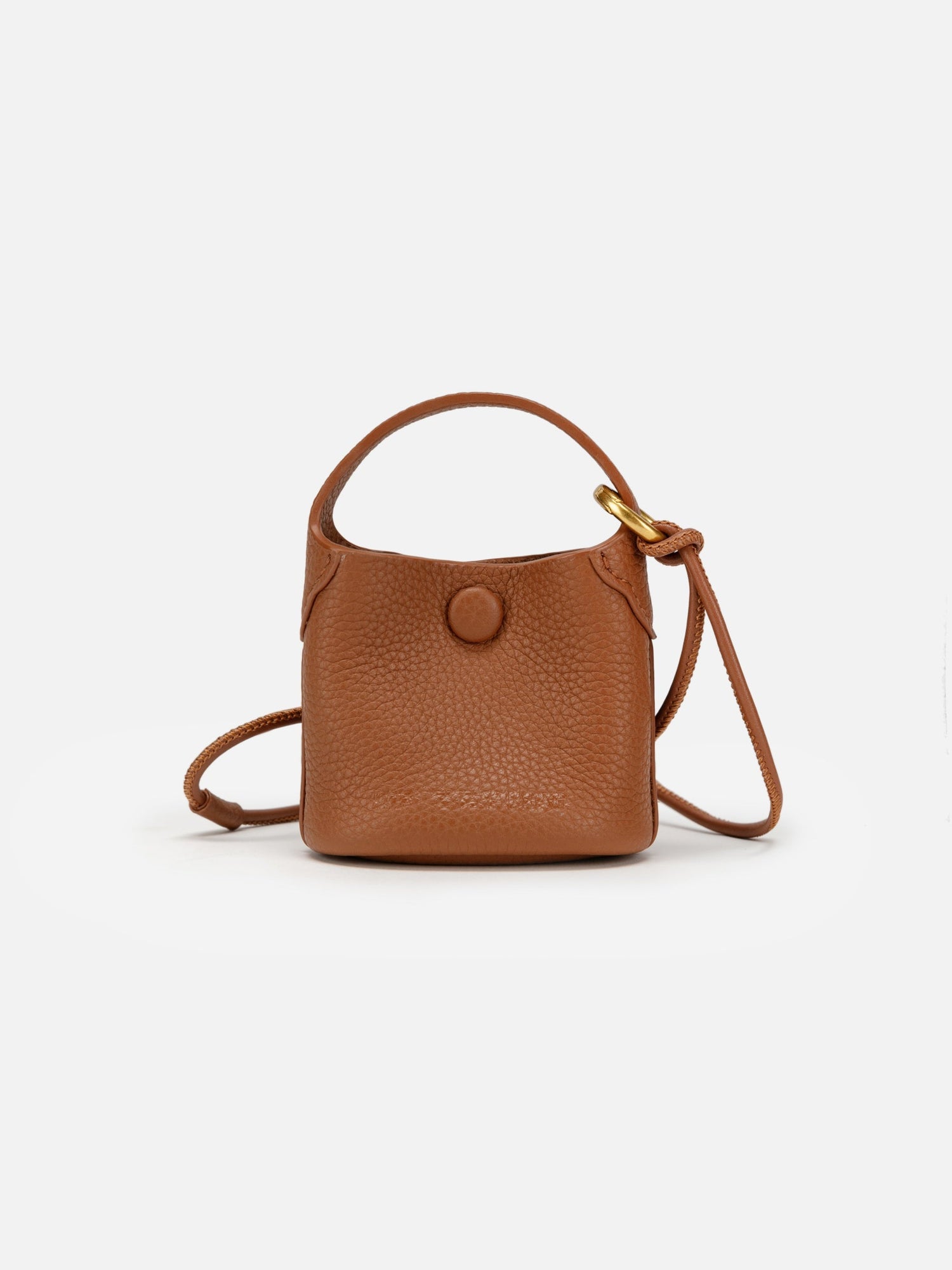 Leather Earphone Case Magnetic Snap Mini Bag Charm | Brown