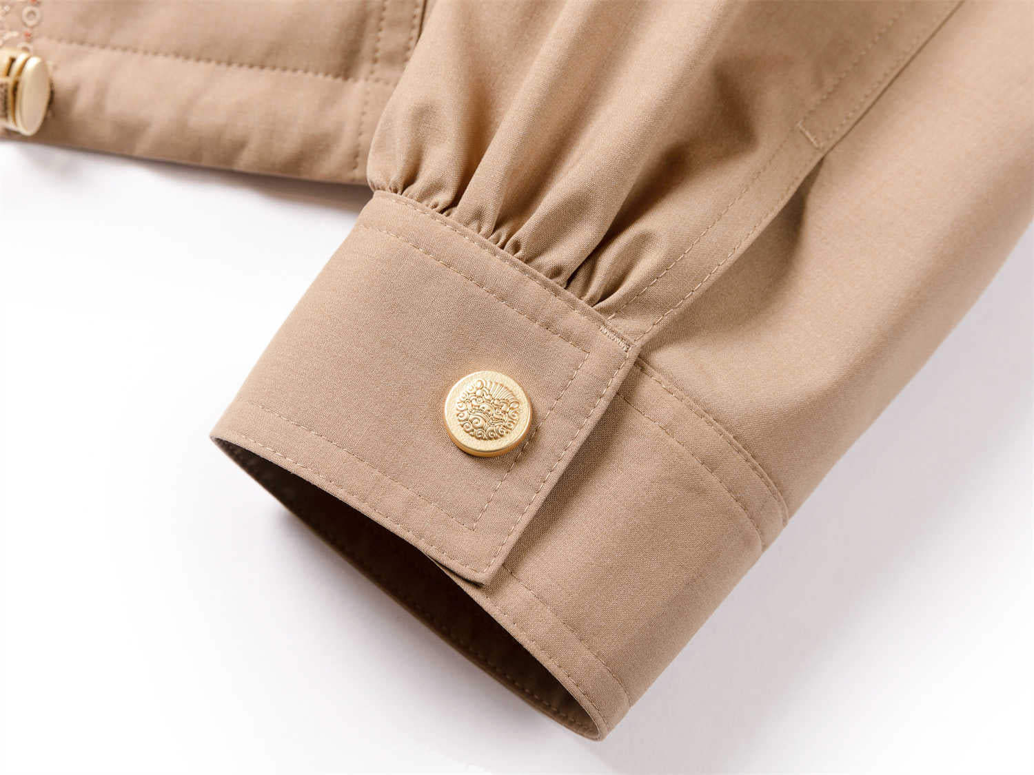 Silk and Wool Trench Coat | Khaki