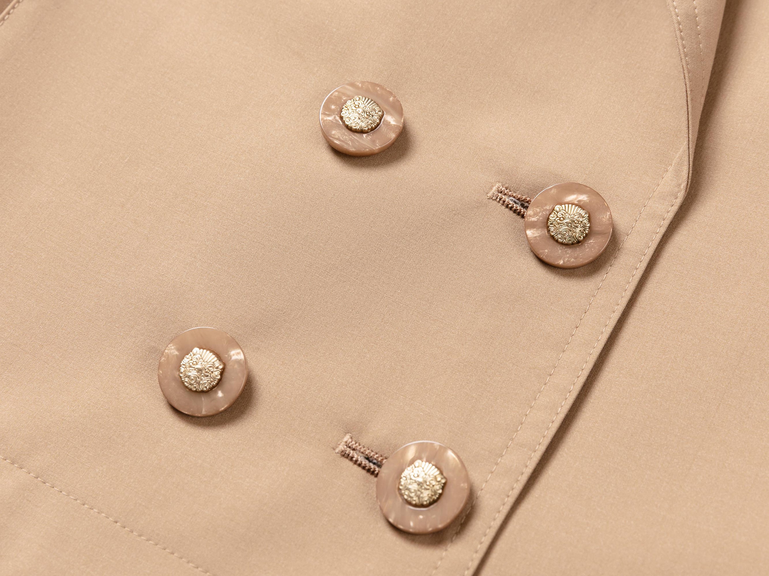 Wool-Silk Blend Cinched Waist Coat | Khaki