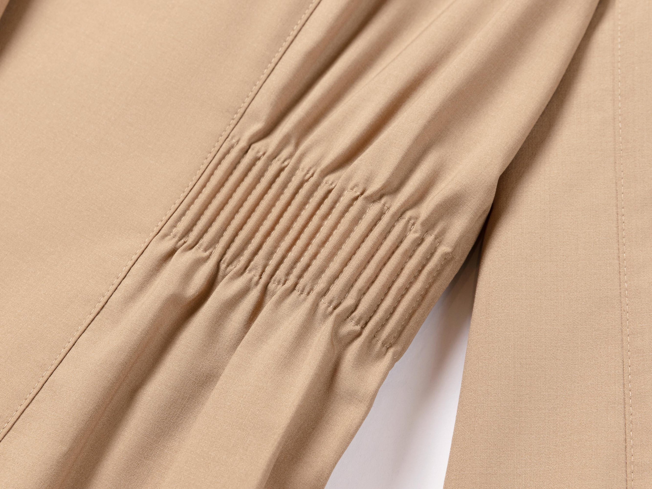 Wool-Silk Blend Cinched Waist Coat | Khaki