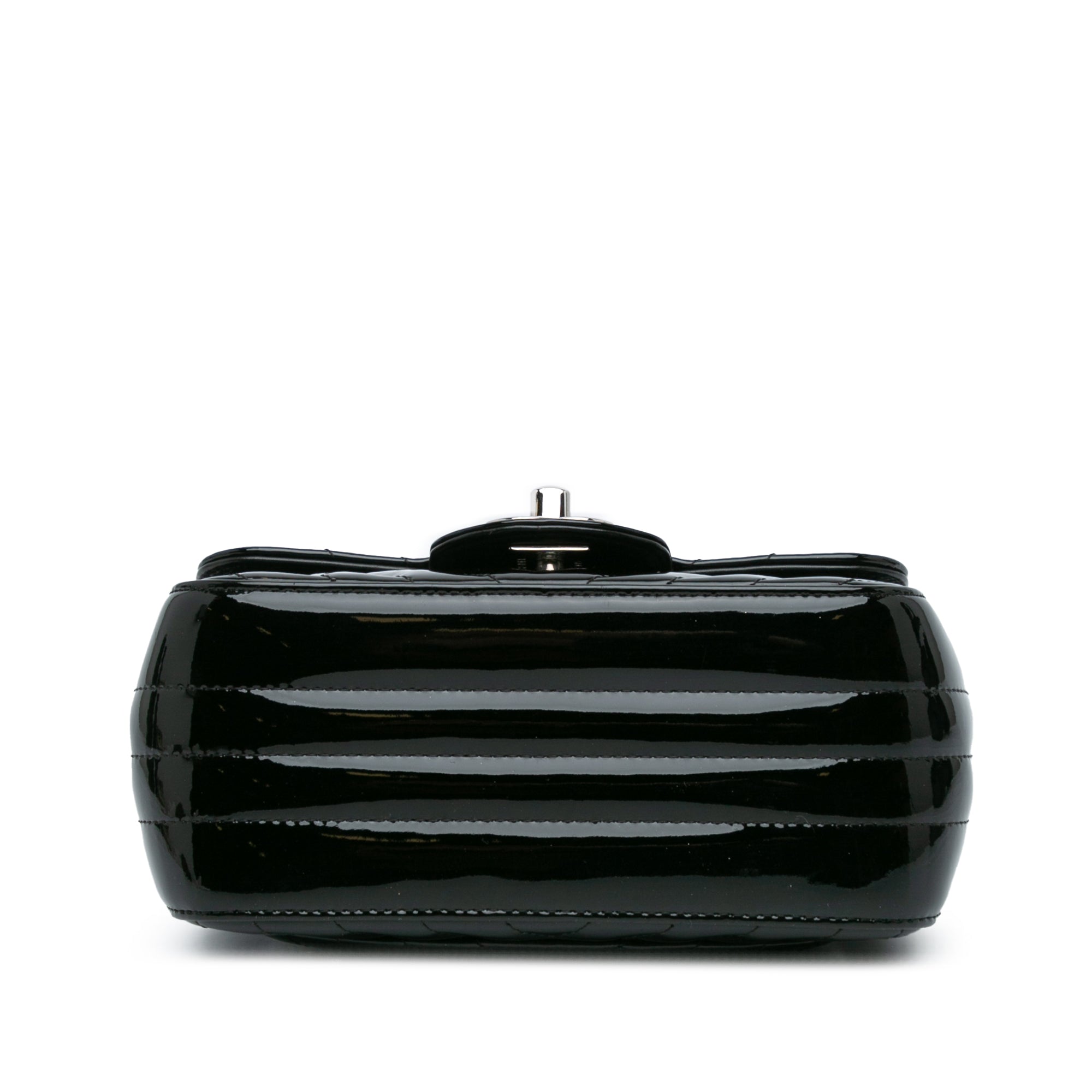 Chanel | Pre-Owned Mini Square Classic Chevron Patent Flap | Black