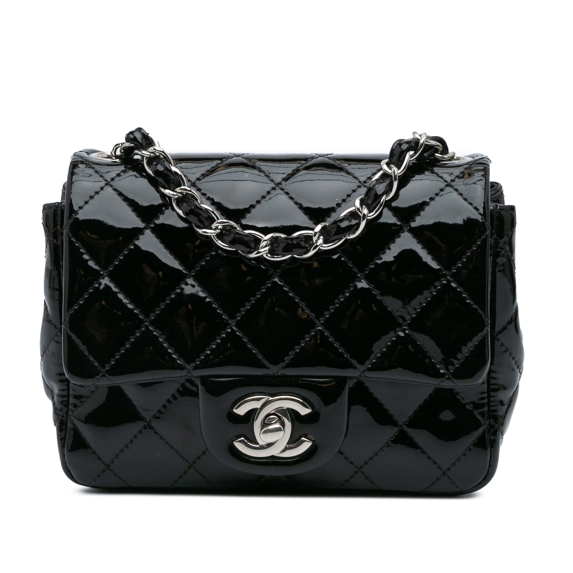 Chanel | Pre-Owned Mini Square Classic Patent Single Flap - VII | Black