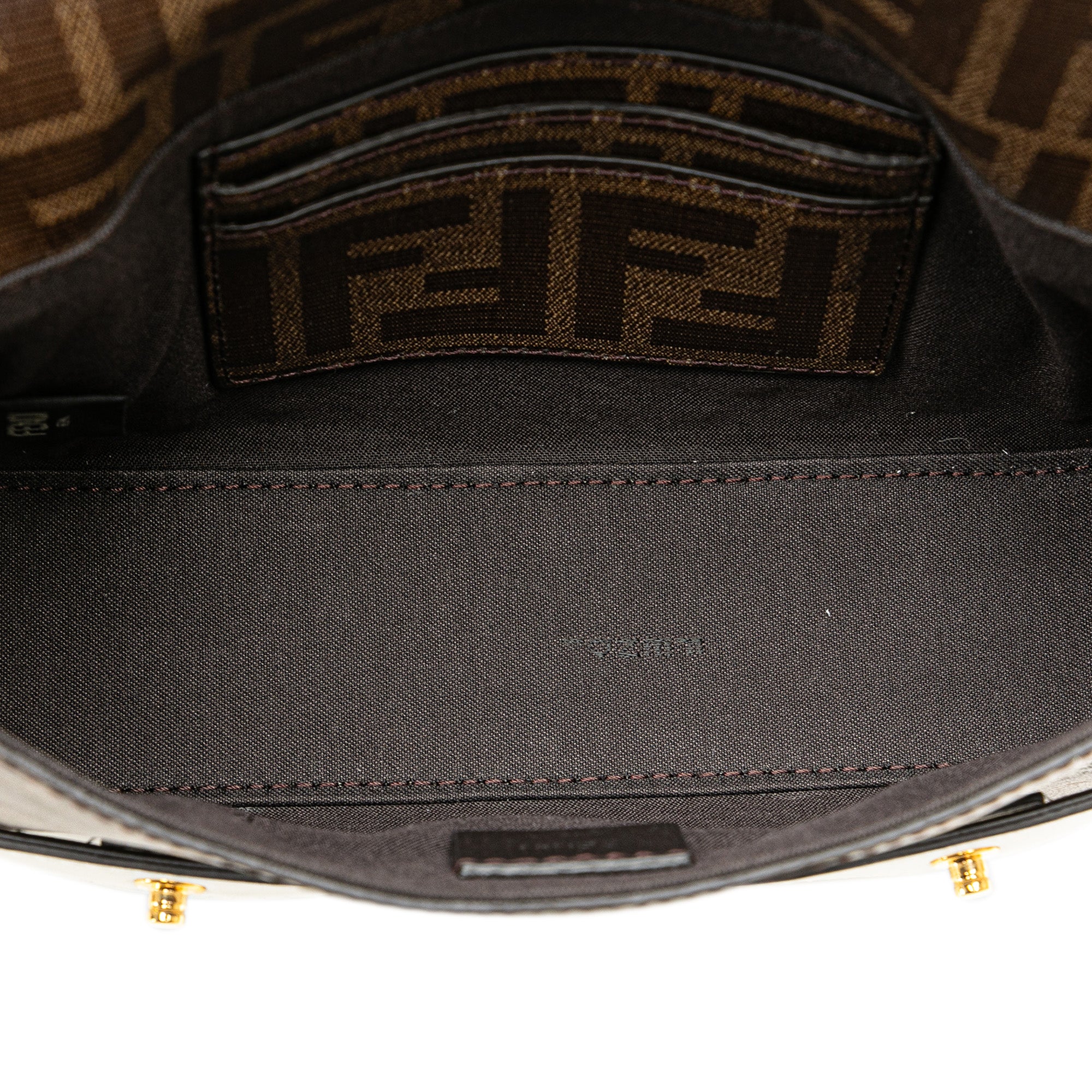 Fendi | Pre-Owned Mini Zucca Glazed Fabric Cage Baguette Satchel | BrownWhite