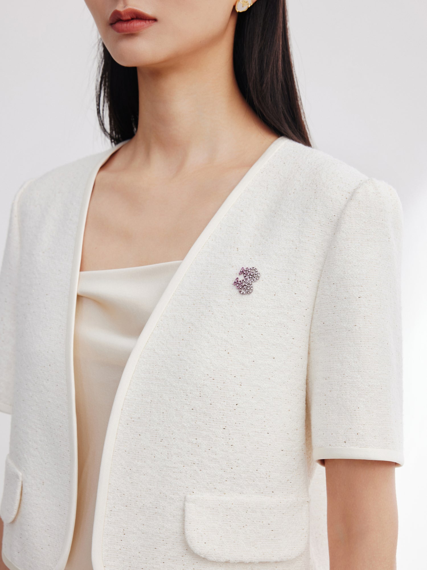 Traditional Style Embroidered Jacket | White