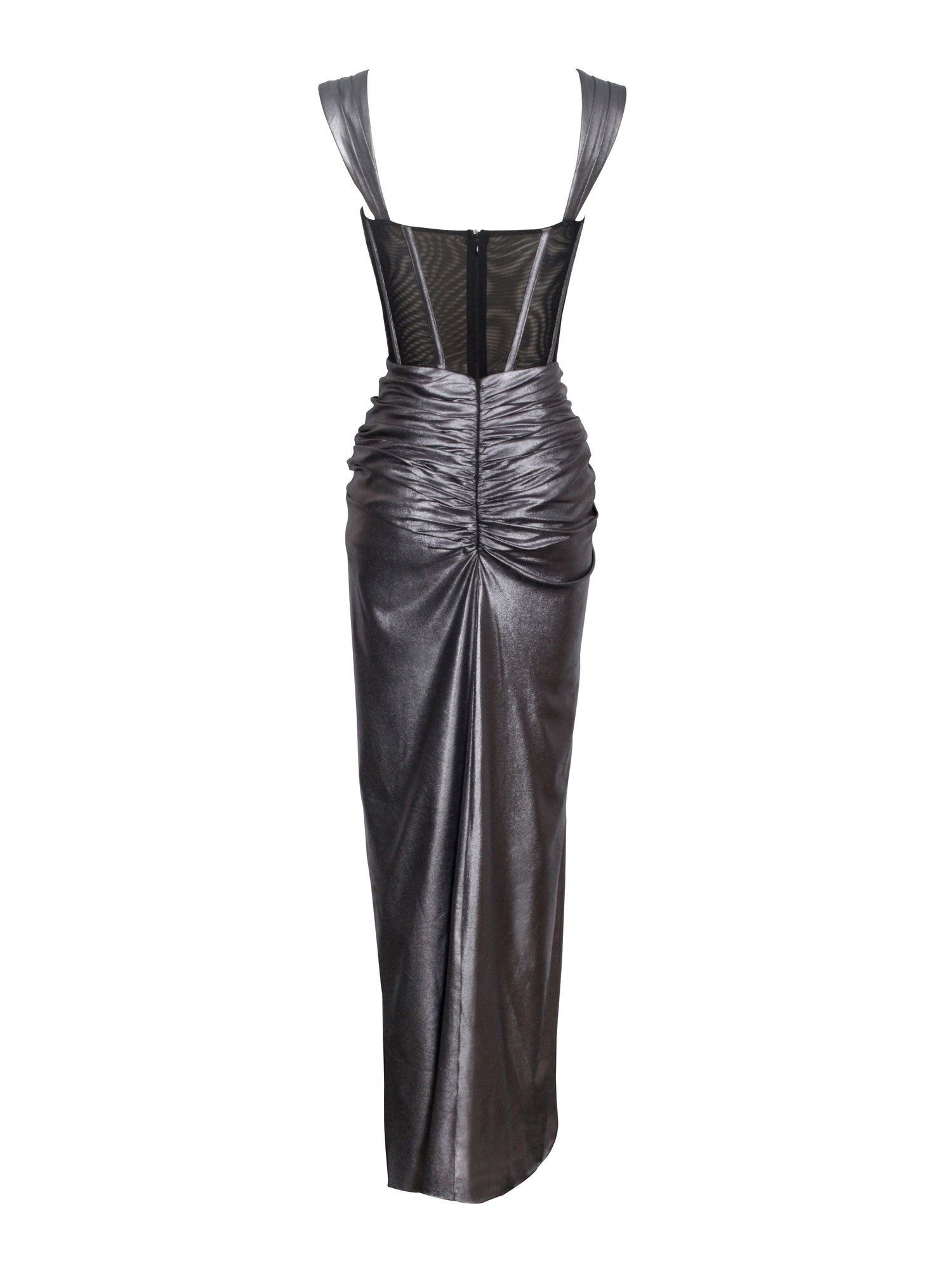 Odessa Metallic Corset Maxi Dress | Silver