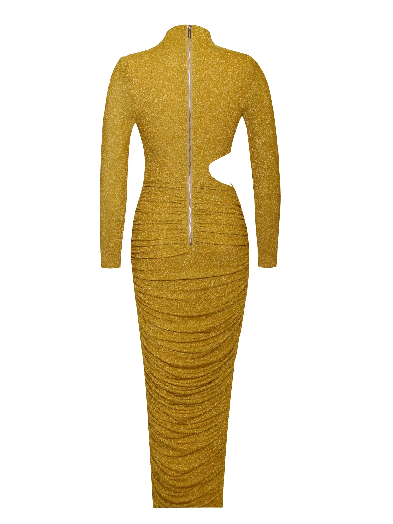 Payson Long Sleeve Metallic Jersey Cutout Dress | Gold