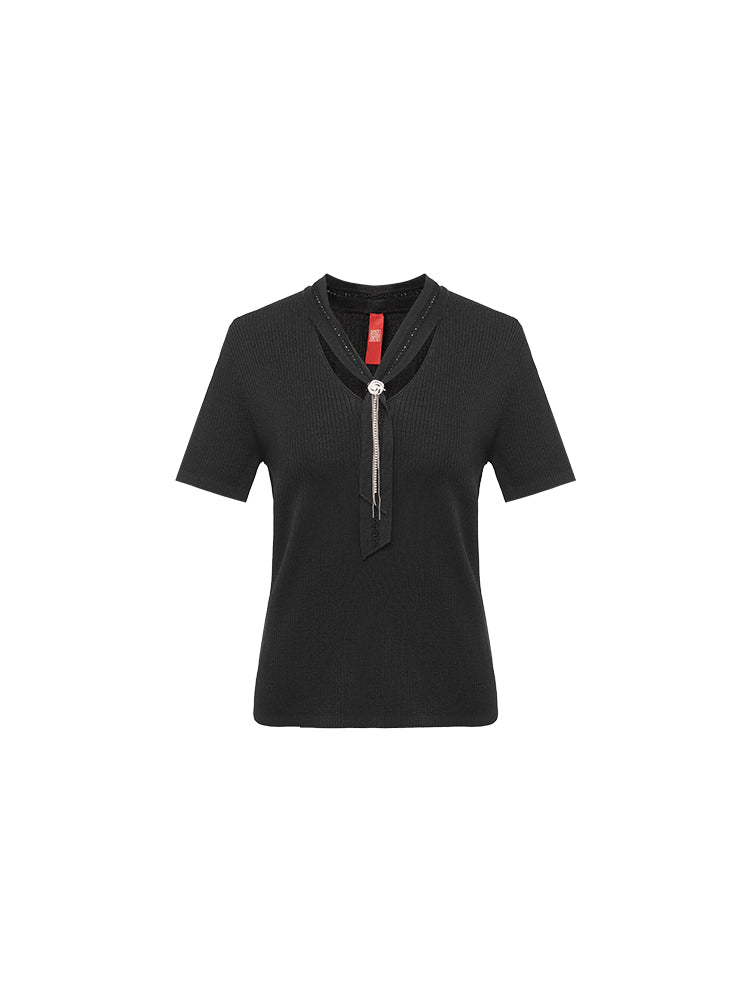 Short Sleeve Knit Sweater | Black
