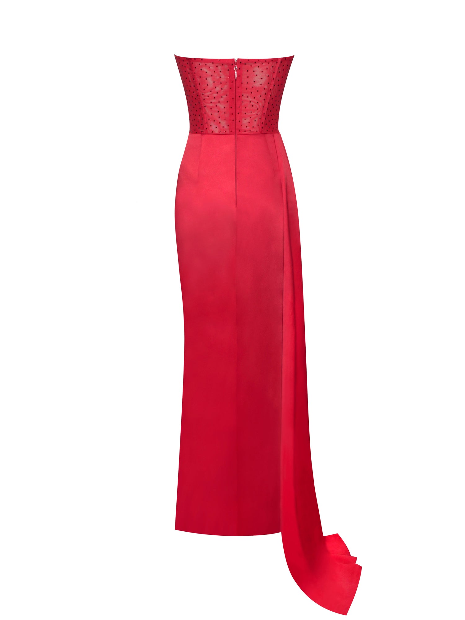 Holly Crystallized Corset High Slit Satin Gown | Red