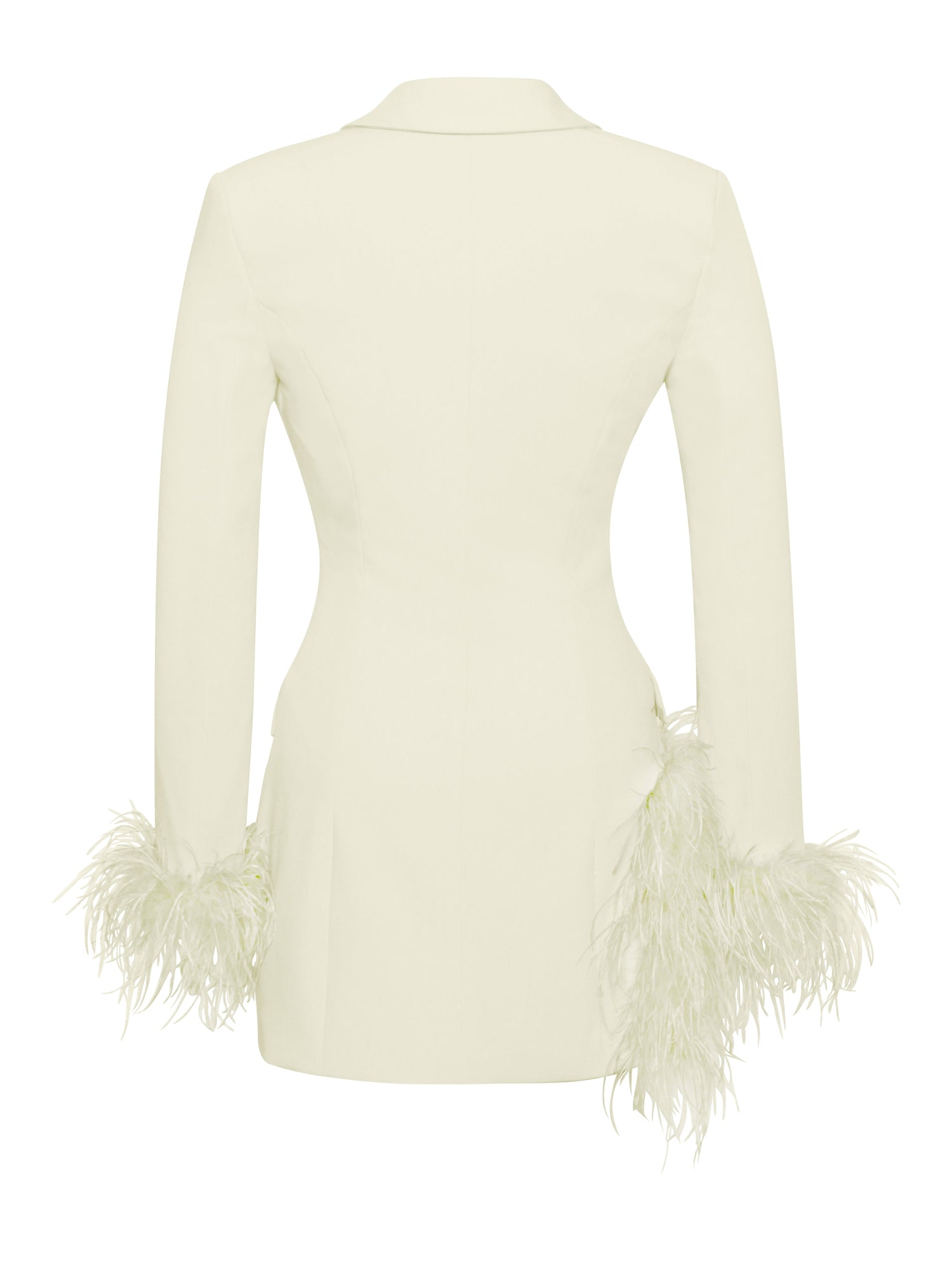 Madeline Pearl Feather Trim Blazer Dress | White