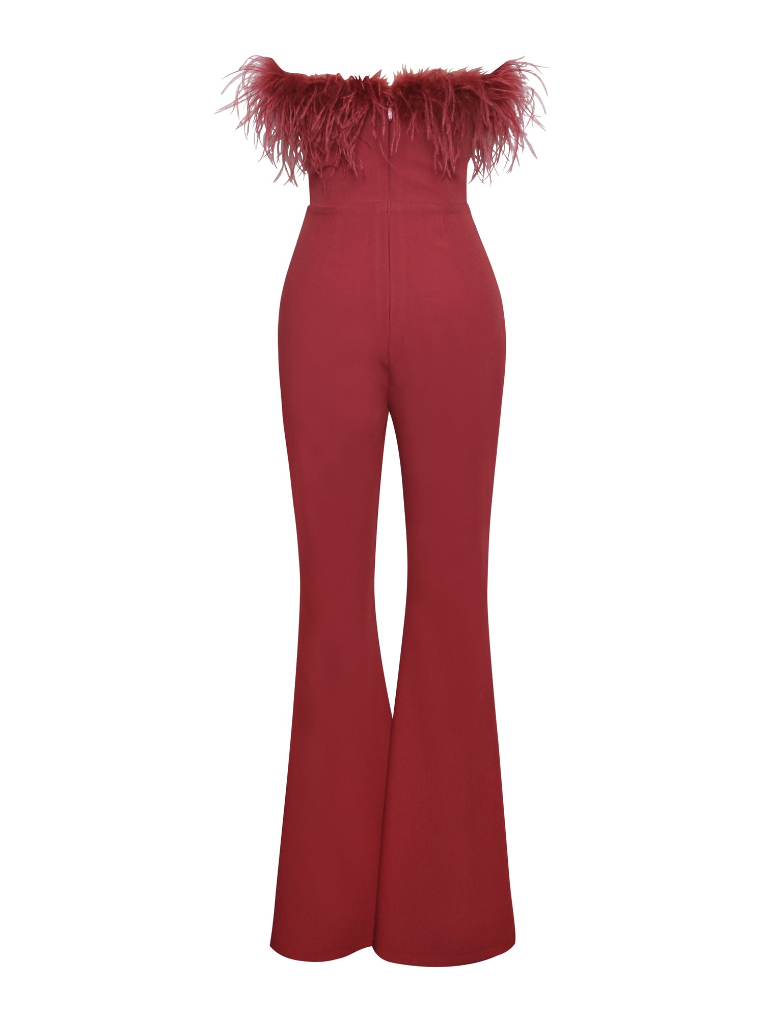 Kylan Feather Jumpsuit | Burgundy