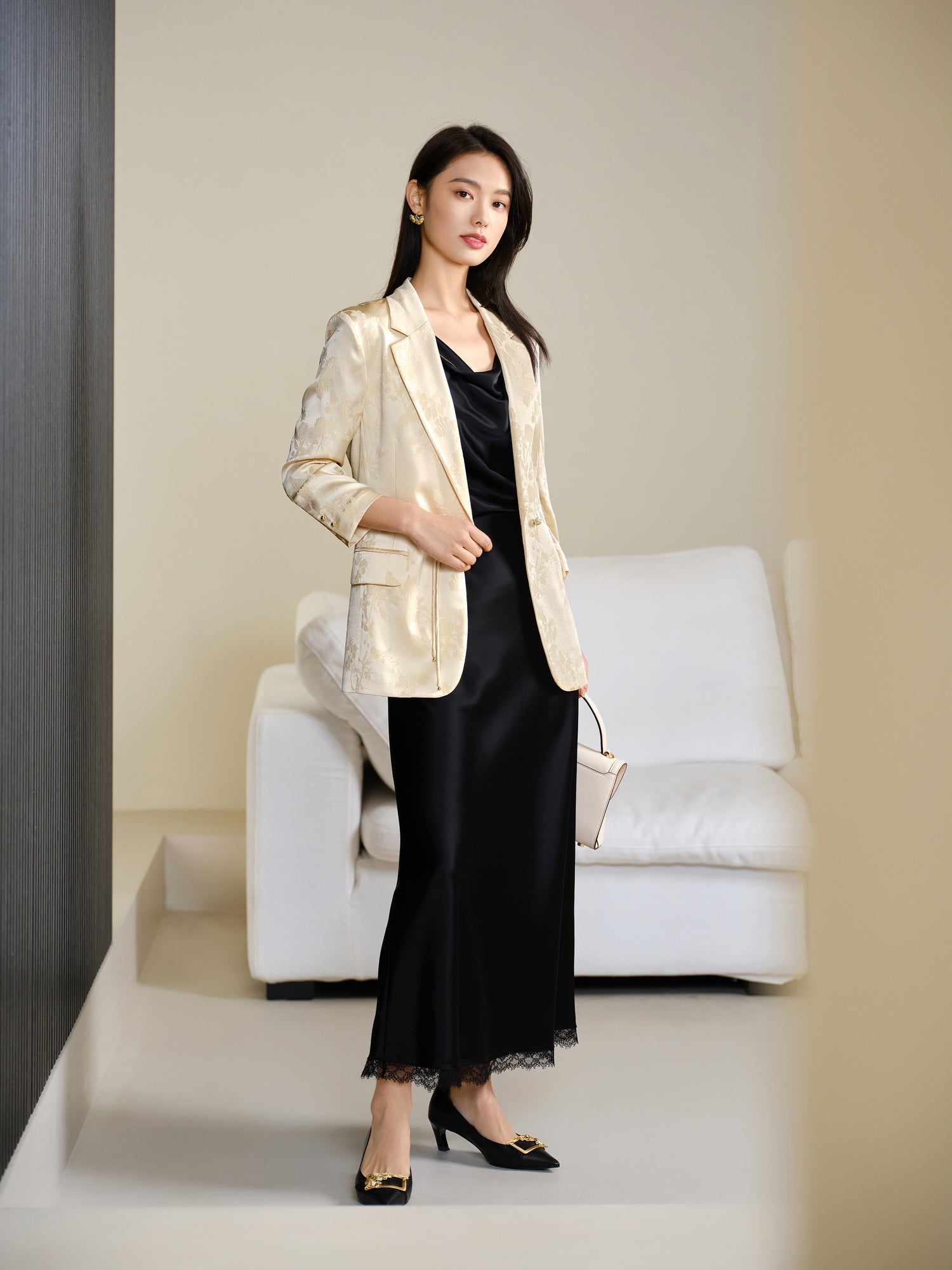 Silk Blazer | Beige