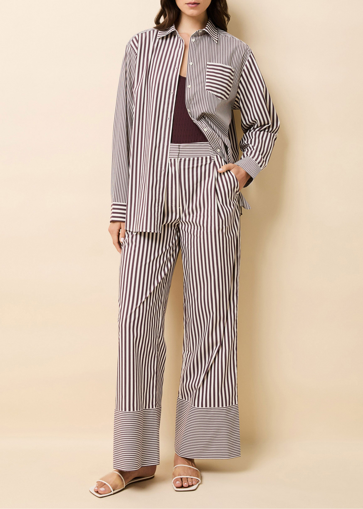 Womens | Marnie Pant | Raisin Brown/Brule Stripe