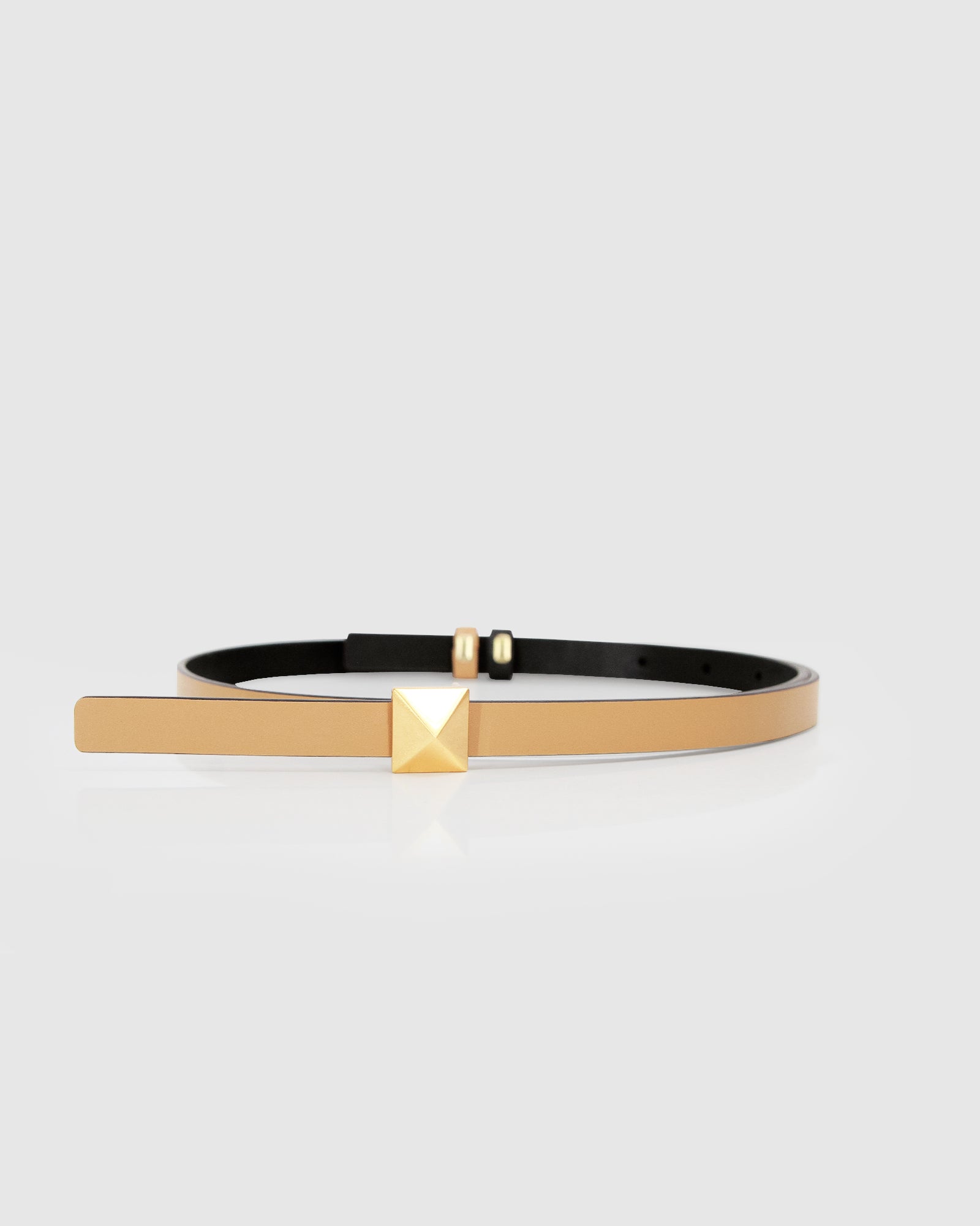 Women | Cleopatra Pyramid Stud Leather Belt | Tan/Black