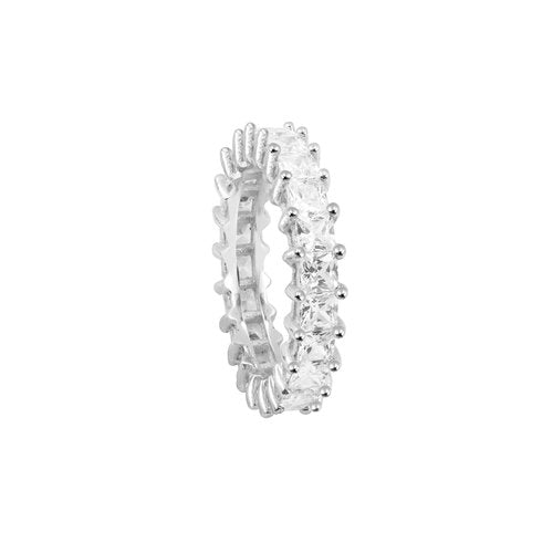 silver princess cut eternity ring