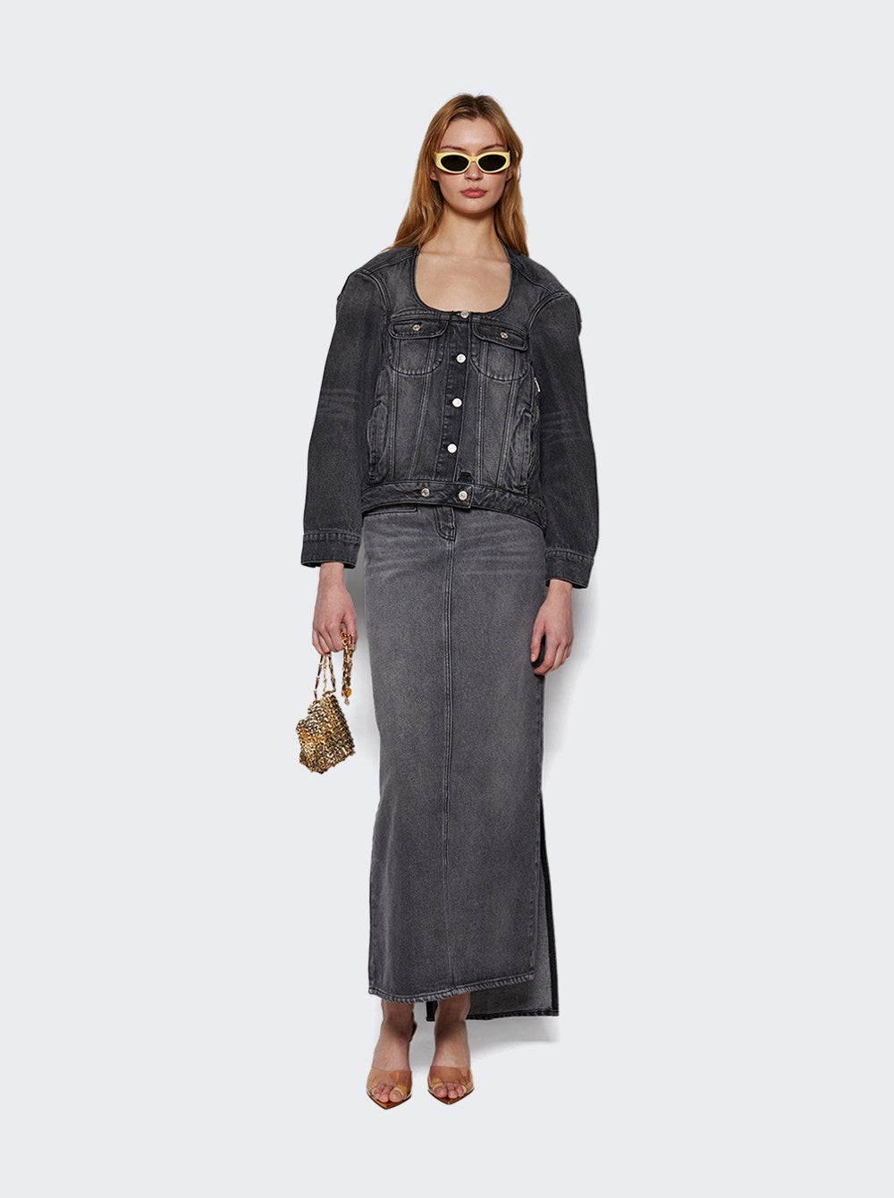 Women | Courrèges | Heritage Long Skirt | Stonewashed Grey