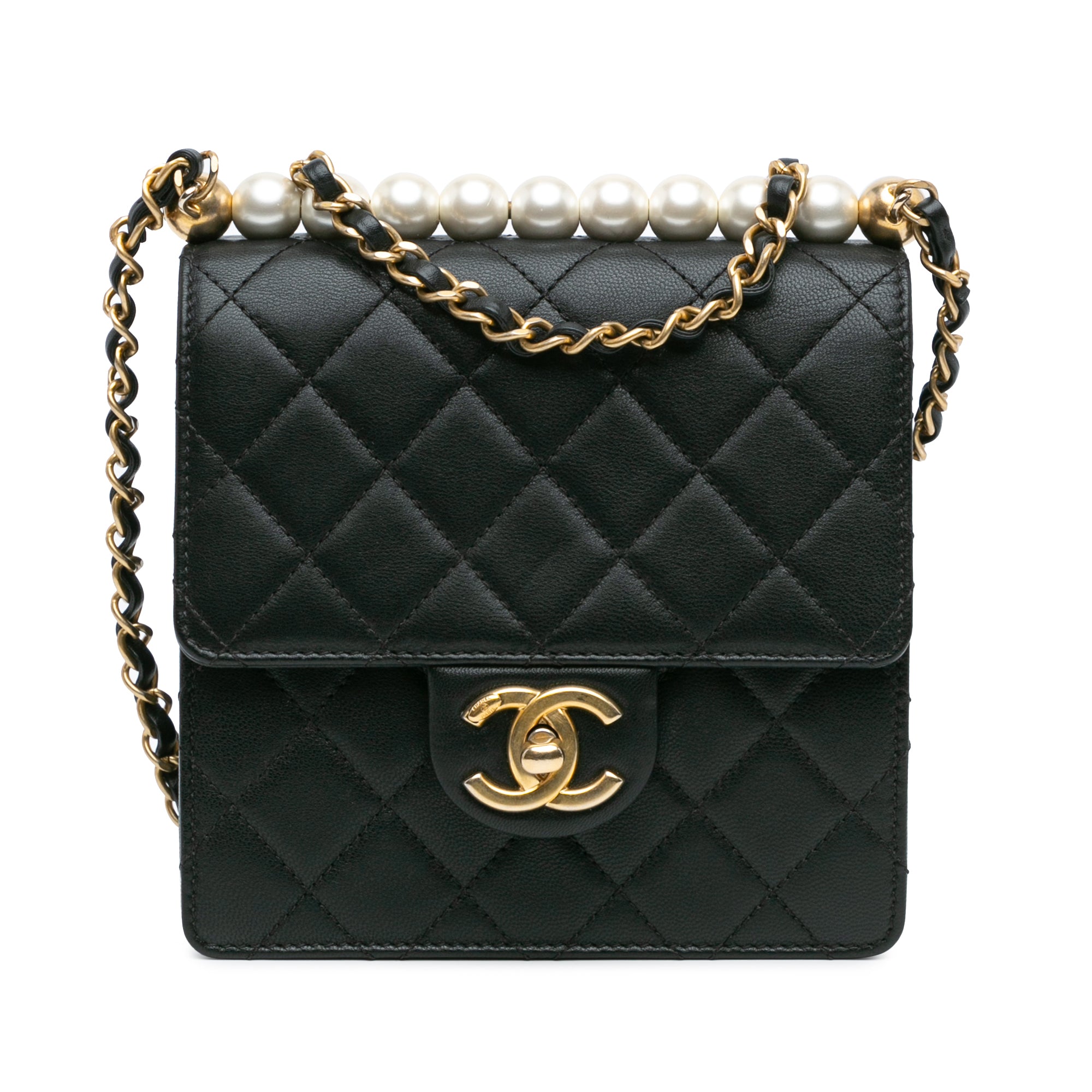 Chanel | Pre-Owned Small Lambskin Chic Pearls Flap | Black