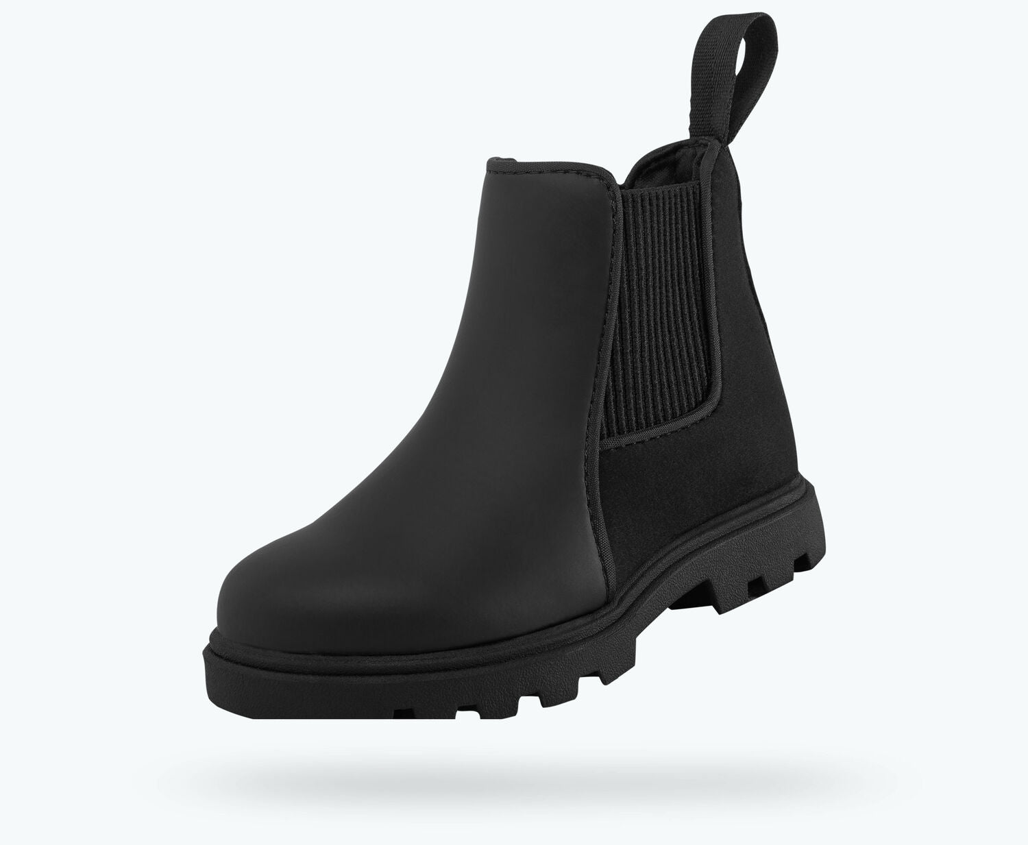 Angled view of a Native Shoes Kids Kensington Treklite Kids | Jiffy Black Footwear