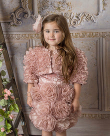 Girl | Vivian Ruffle Organza Jacket | Dusty Pink