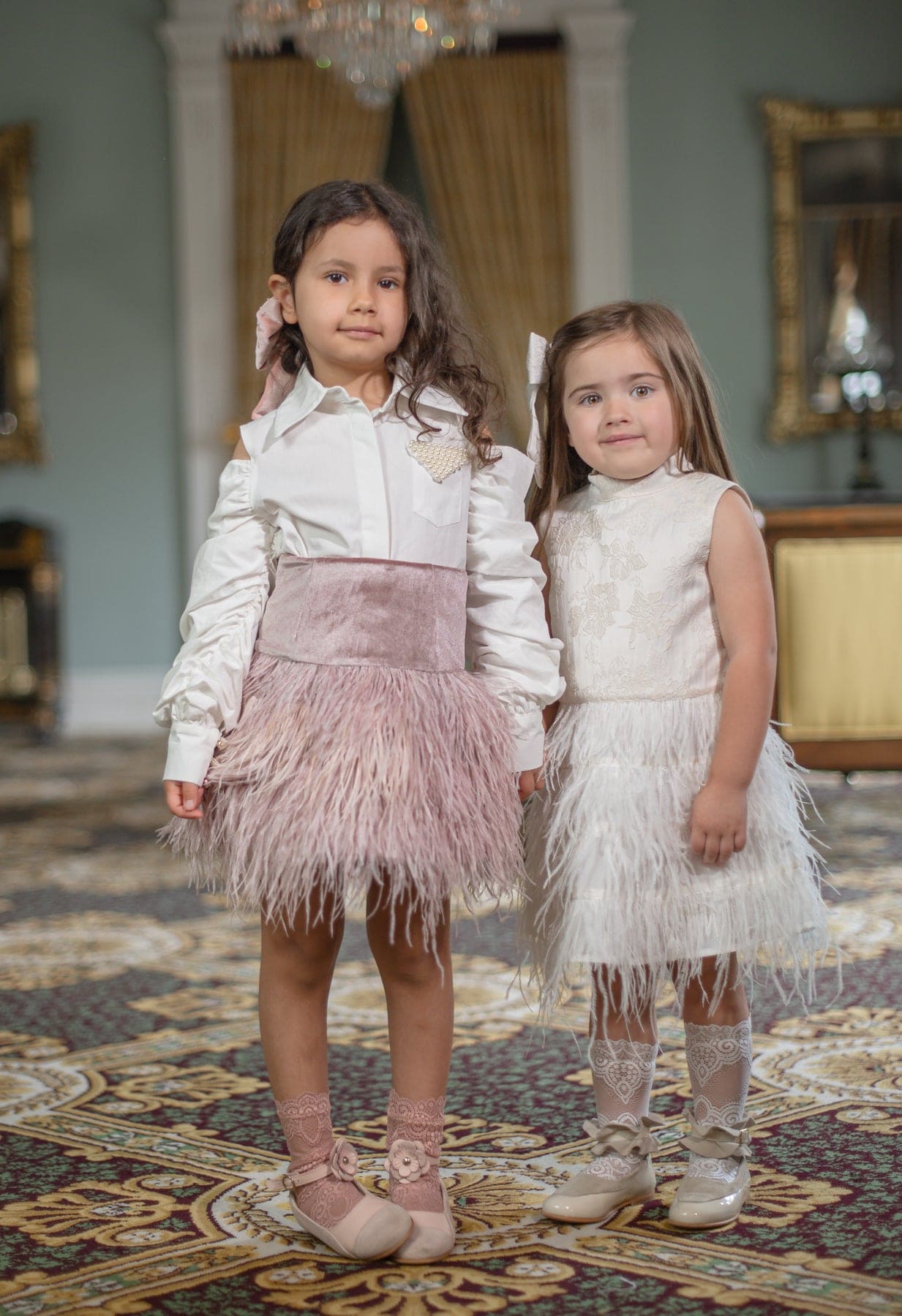 Baby Girls | Eliza Feather Dress | Ivory
