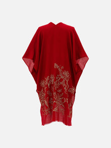 Embroidered Cashmere Shawl | Red