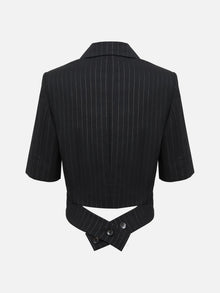 Short Sleeve double-Breasted Top | Black