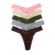 5-Pack Plus Size Signature Lace Original Rise Thongs | Pink Lady/Sand/Woodland/Grey Mist/Hickory