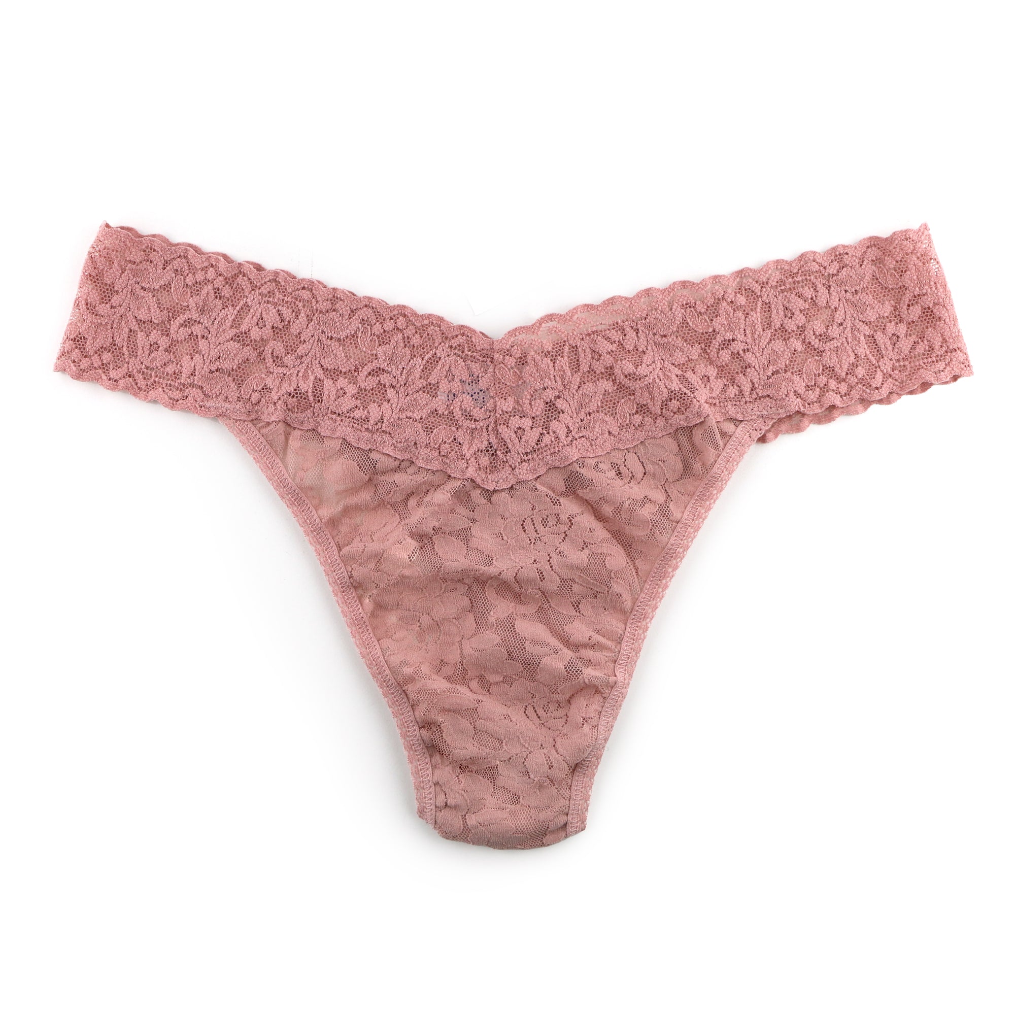 Signature Lace Original Rise Thong | Desert Rose