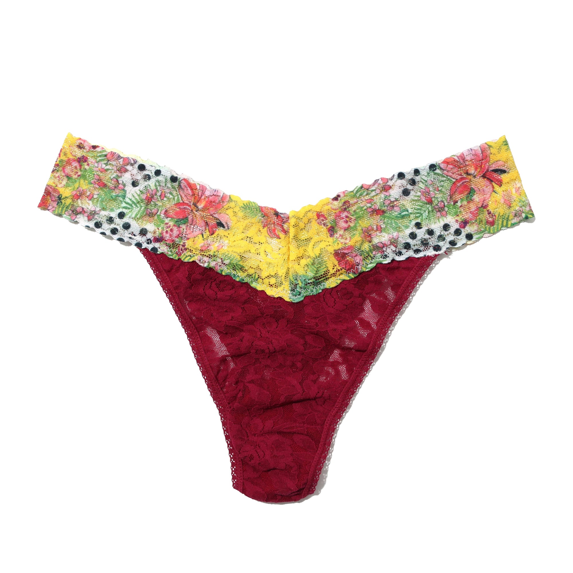 Signature Lace Original Rise Thong | Dark Pomegranite x Teens Floral