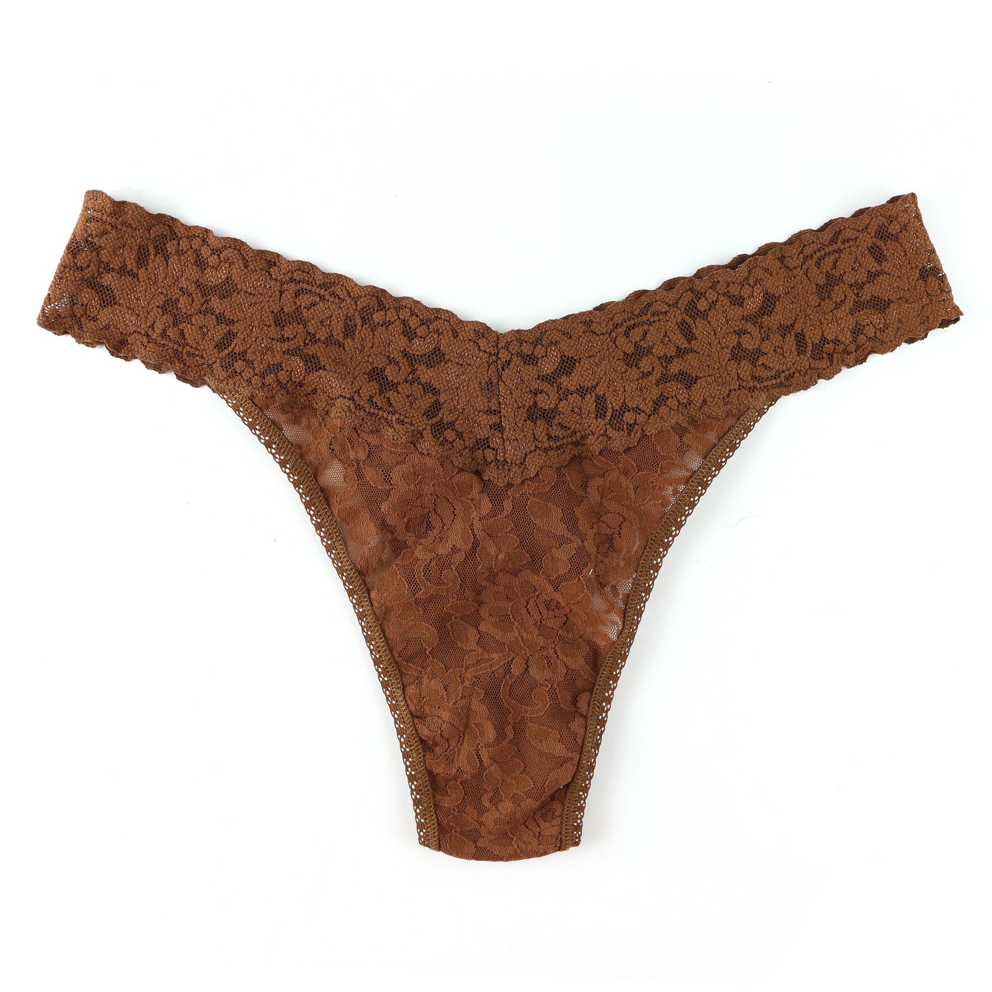 Plus Size Signature Lace Original Rise Thong | Dutch Chocolate