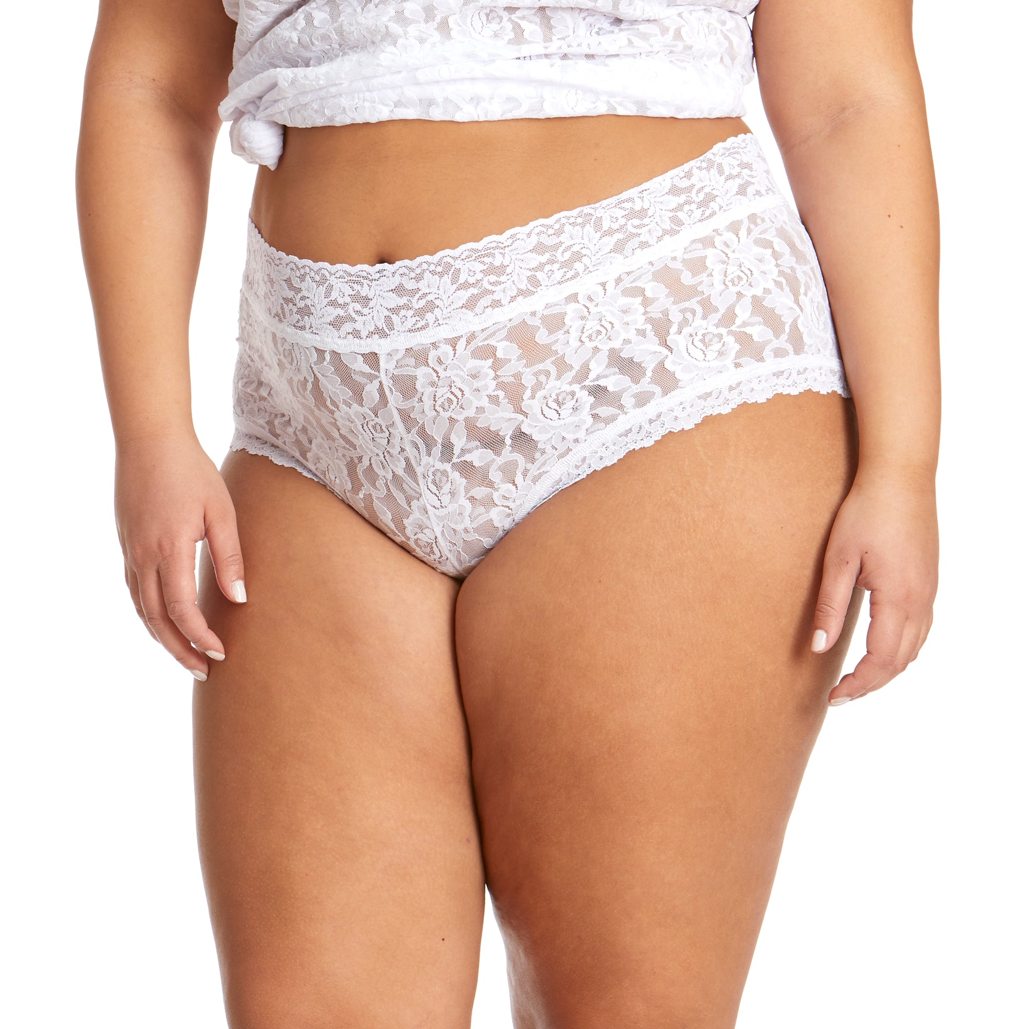 Plus Size Signature Lace Boyshort | White