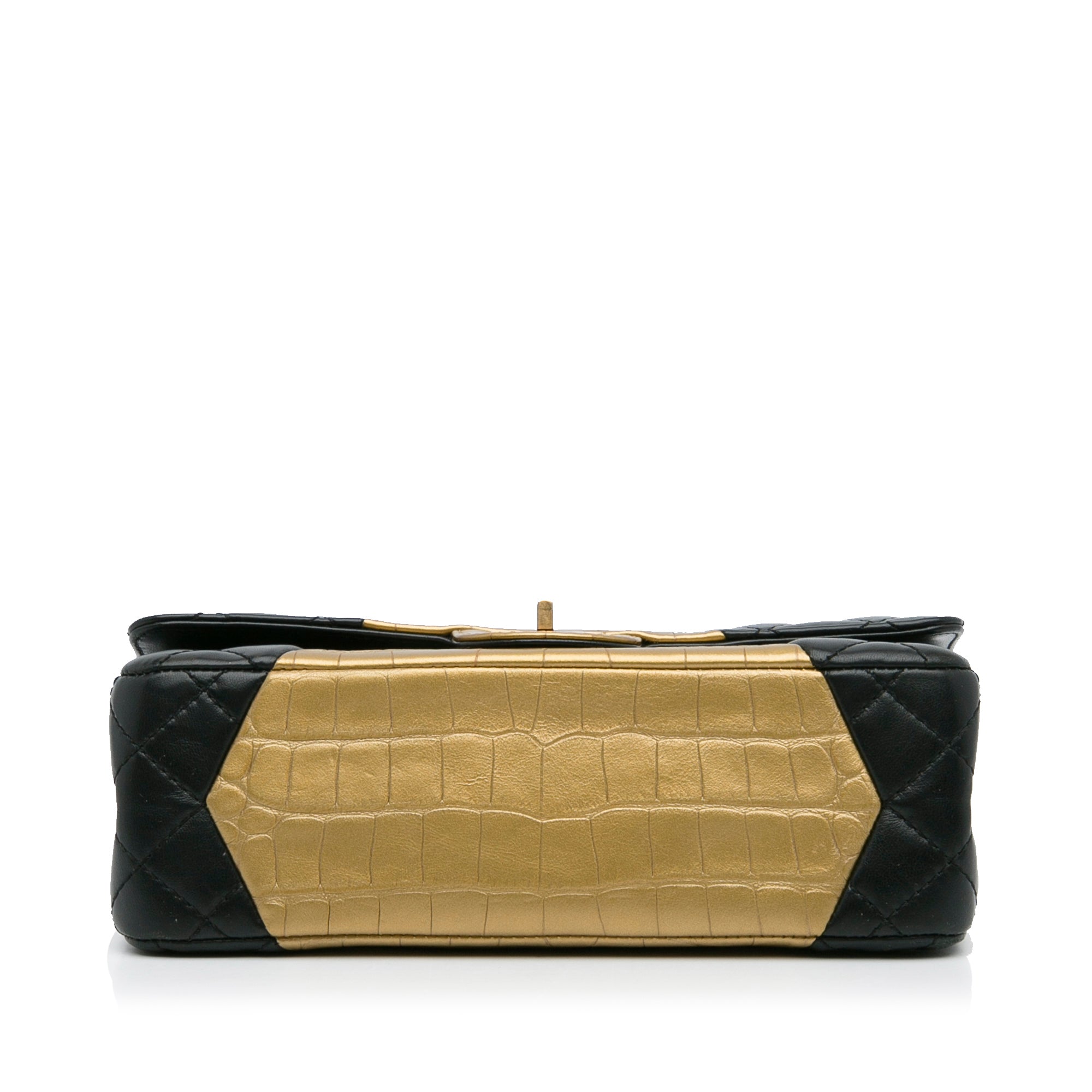 Chanel | Pre-Owned Medium Croc Embossed Lambskin 2.55 Reissue Double Flap Bag | Black/Gold