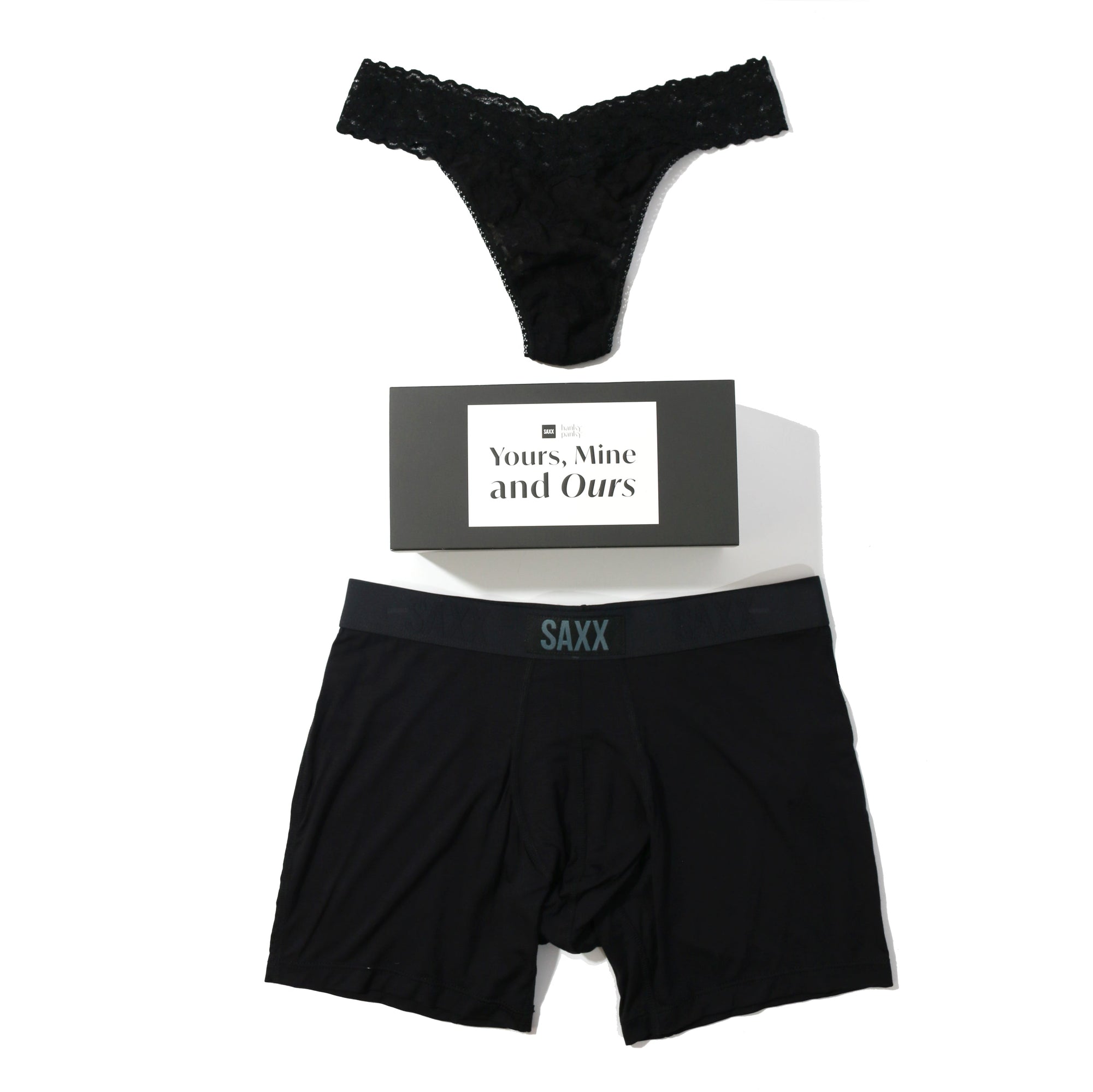 Signature Lace Original Rise Thong & Saxx Boxer Brief | Black