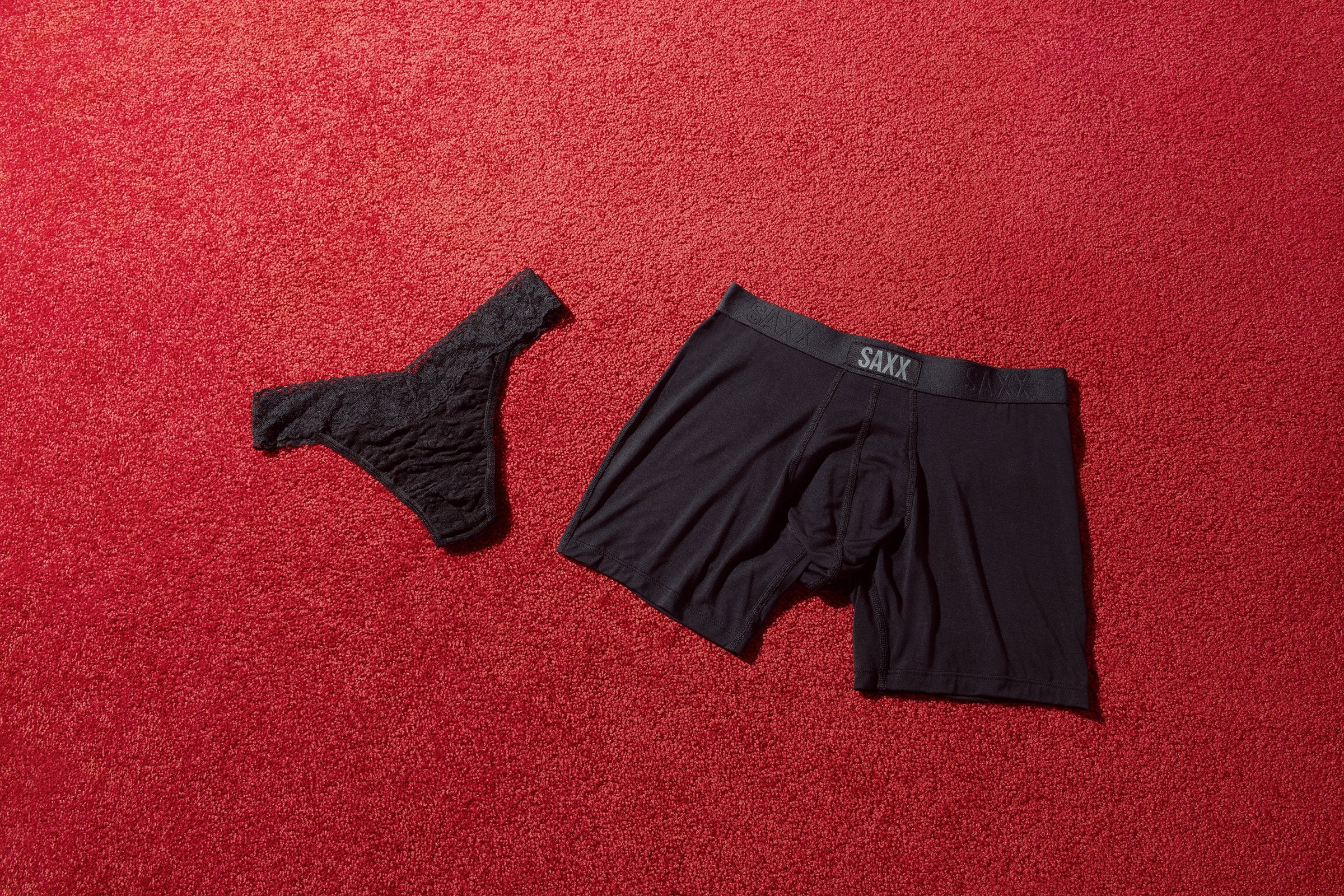 Signature Lace Original Rise Thong & Saxx Boxer Brief | Black