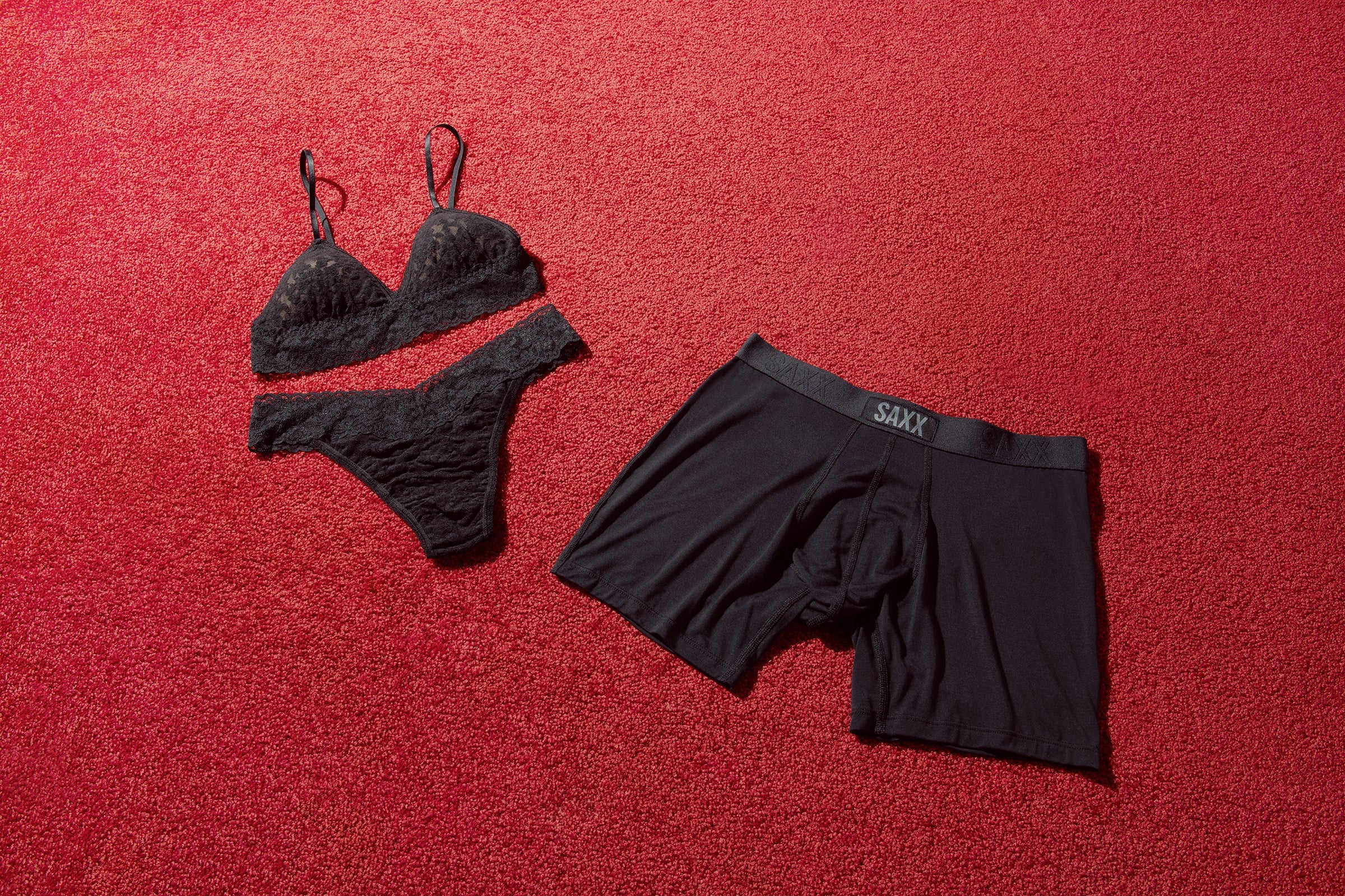 Signature Lace Original Rise Thong & Saxx Boxer Brief | Black