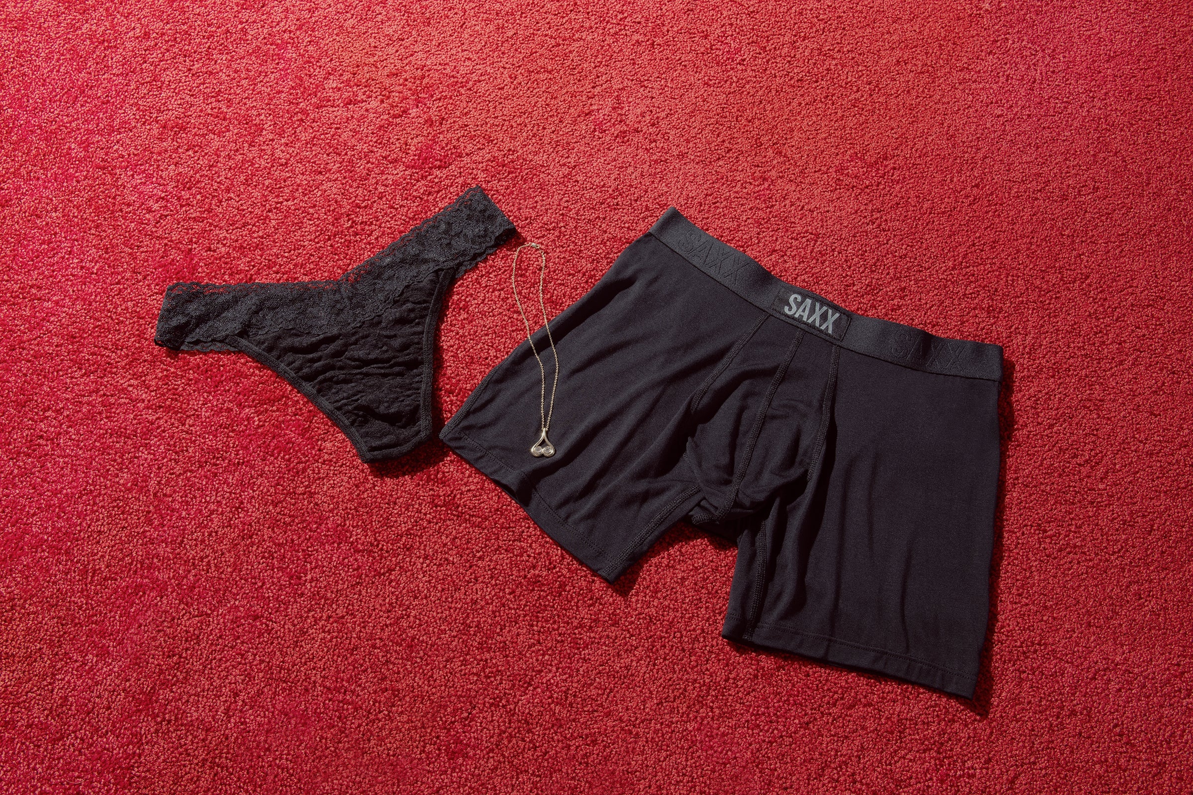 Signature Lace Original Rise Thong & Saxx Boxer Brief | Black