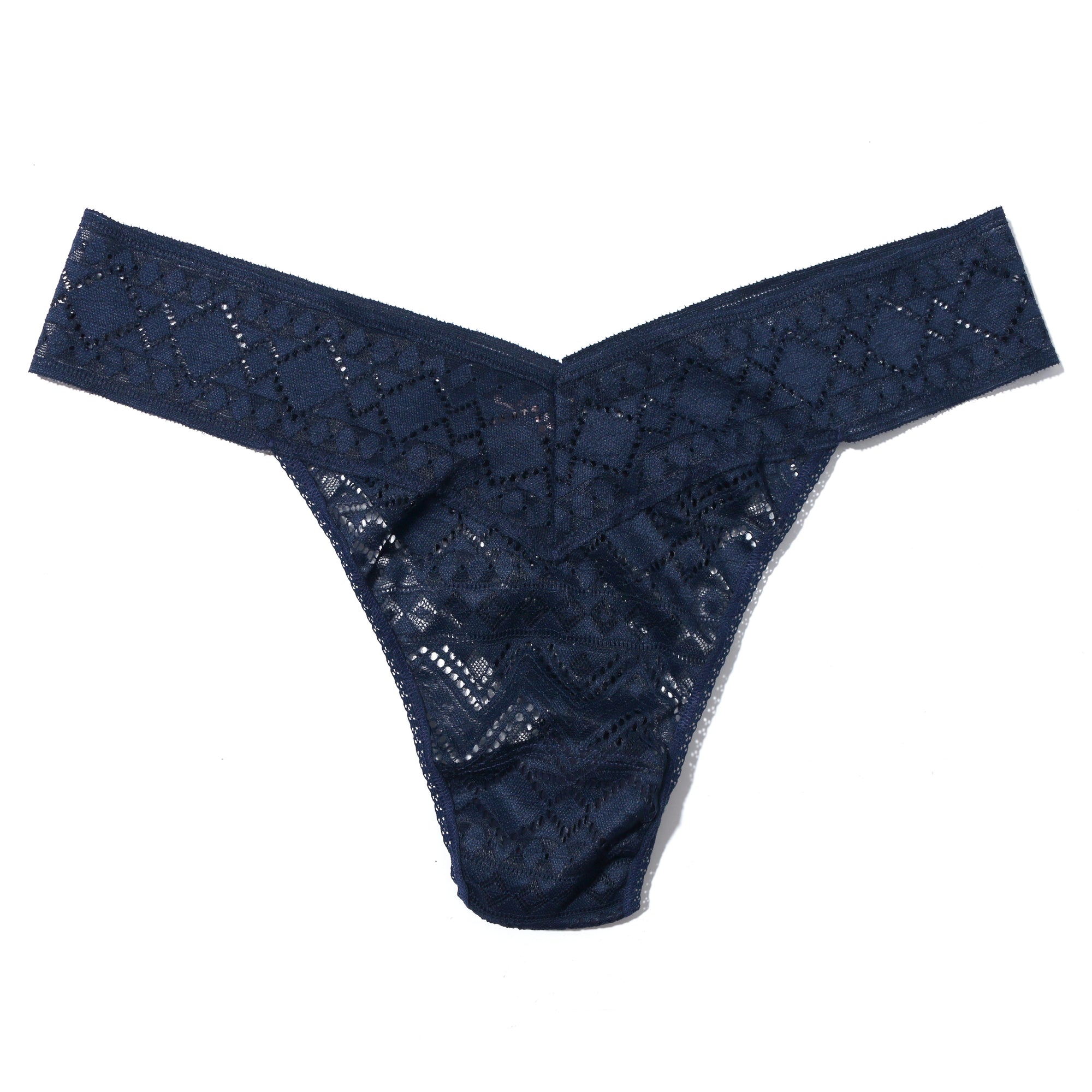 Plus Size Gem Lace Original Rise Thong | Hummingbird Blue