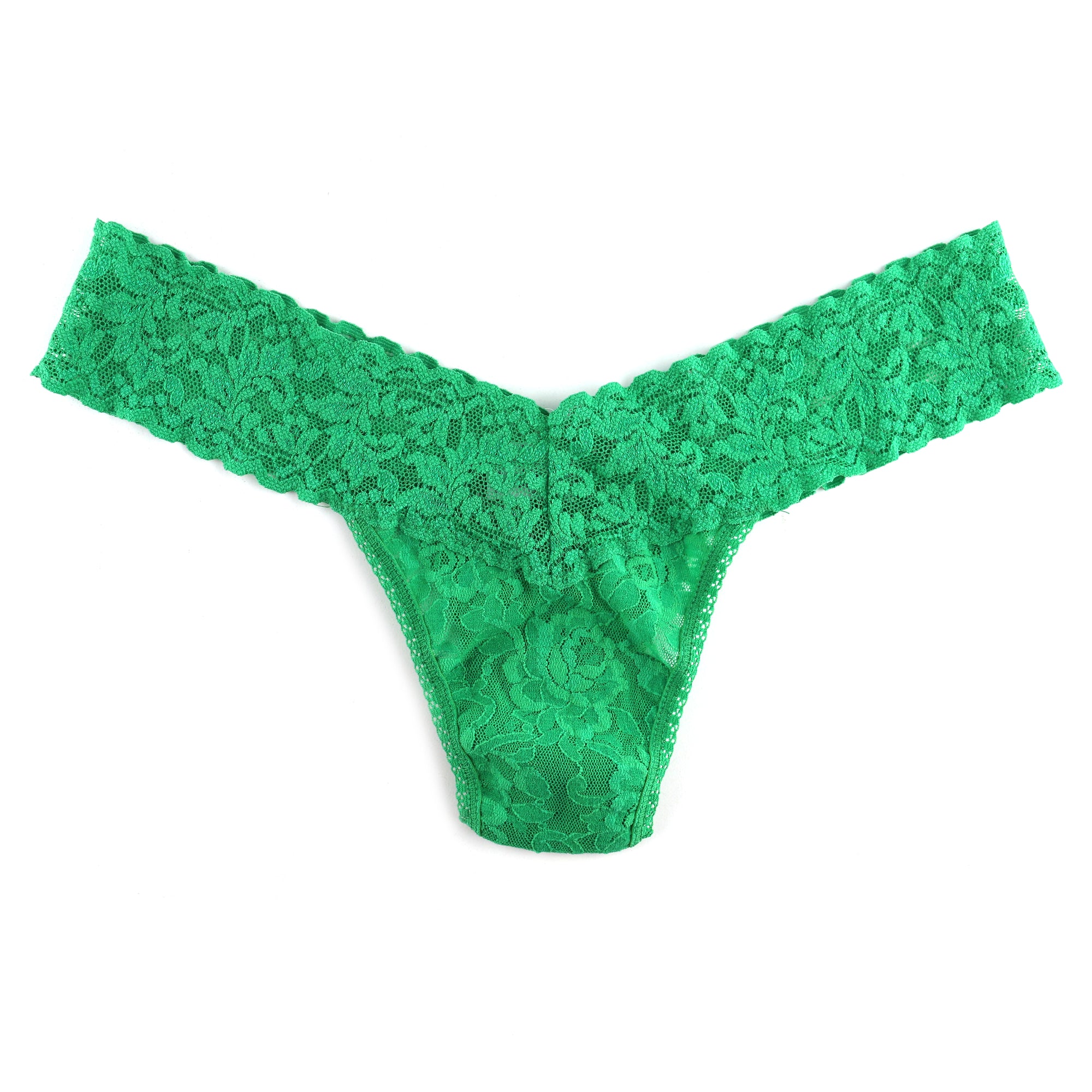 Signature Lace Low Rise Thong | Grassland Green