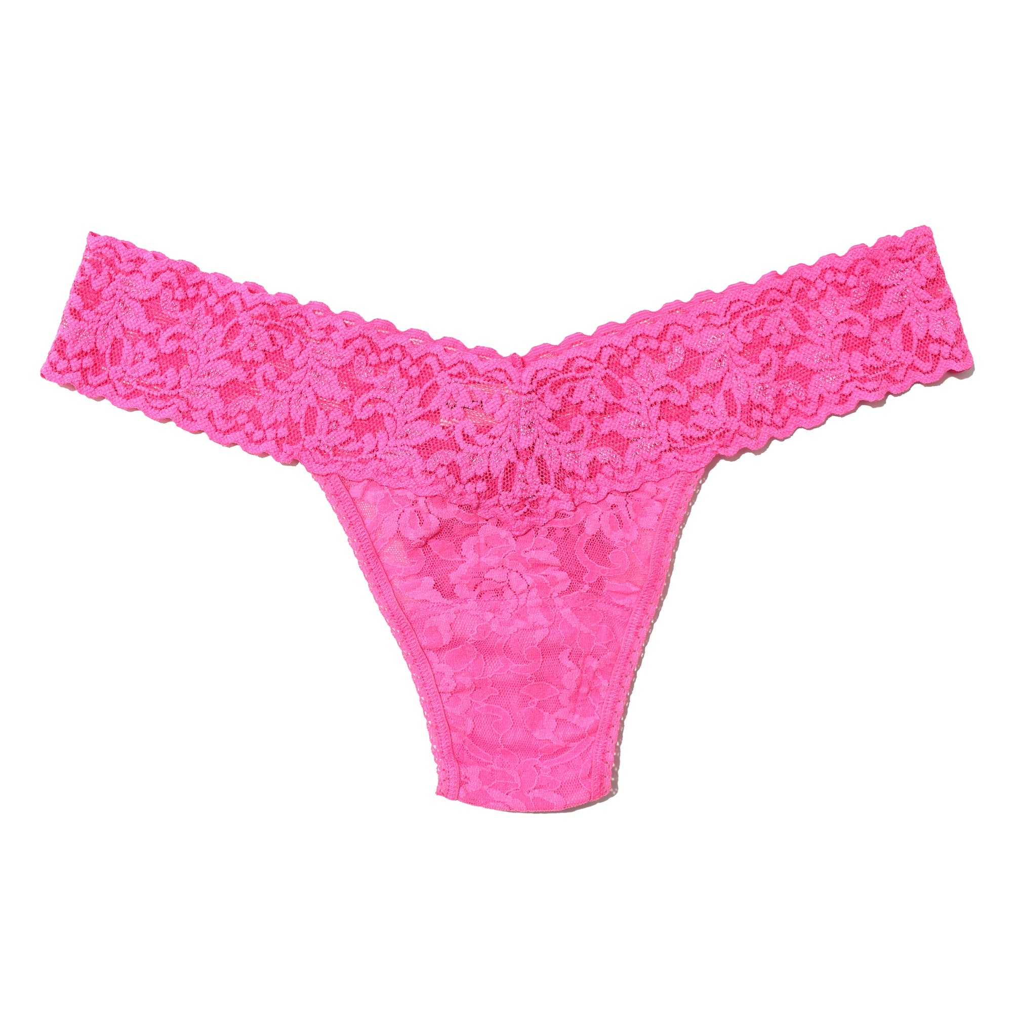 Signature Lace Low Rise Thong | Atomic Pink