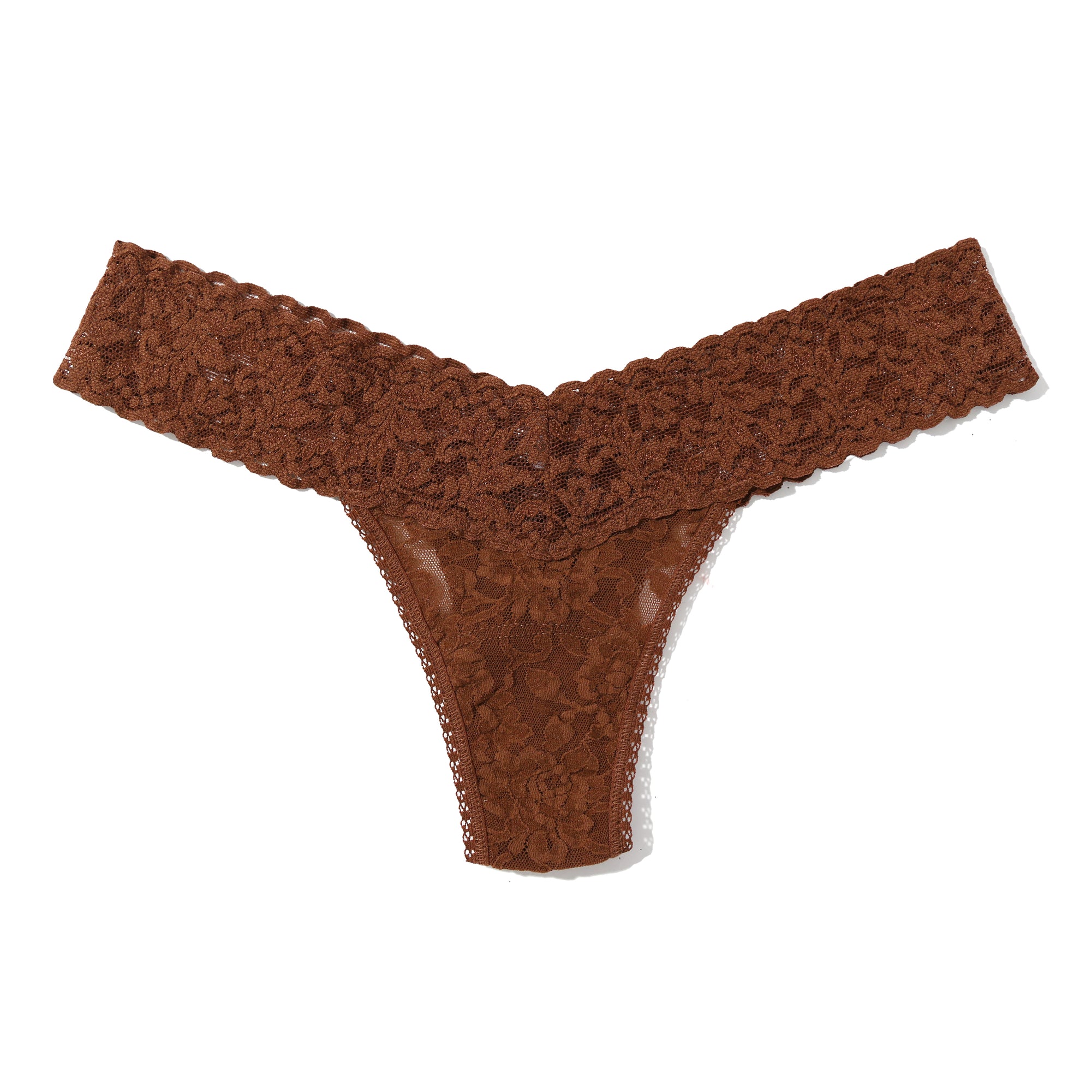 Signature Lace Low Rise Thong | Macchiato