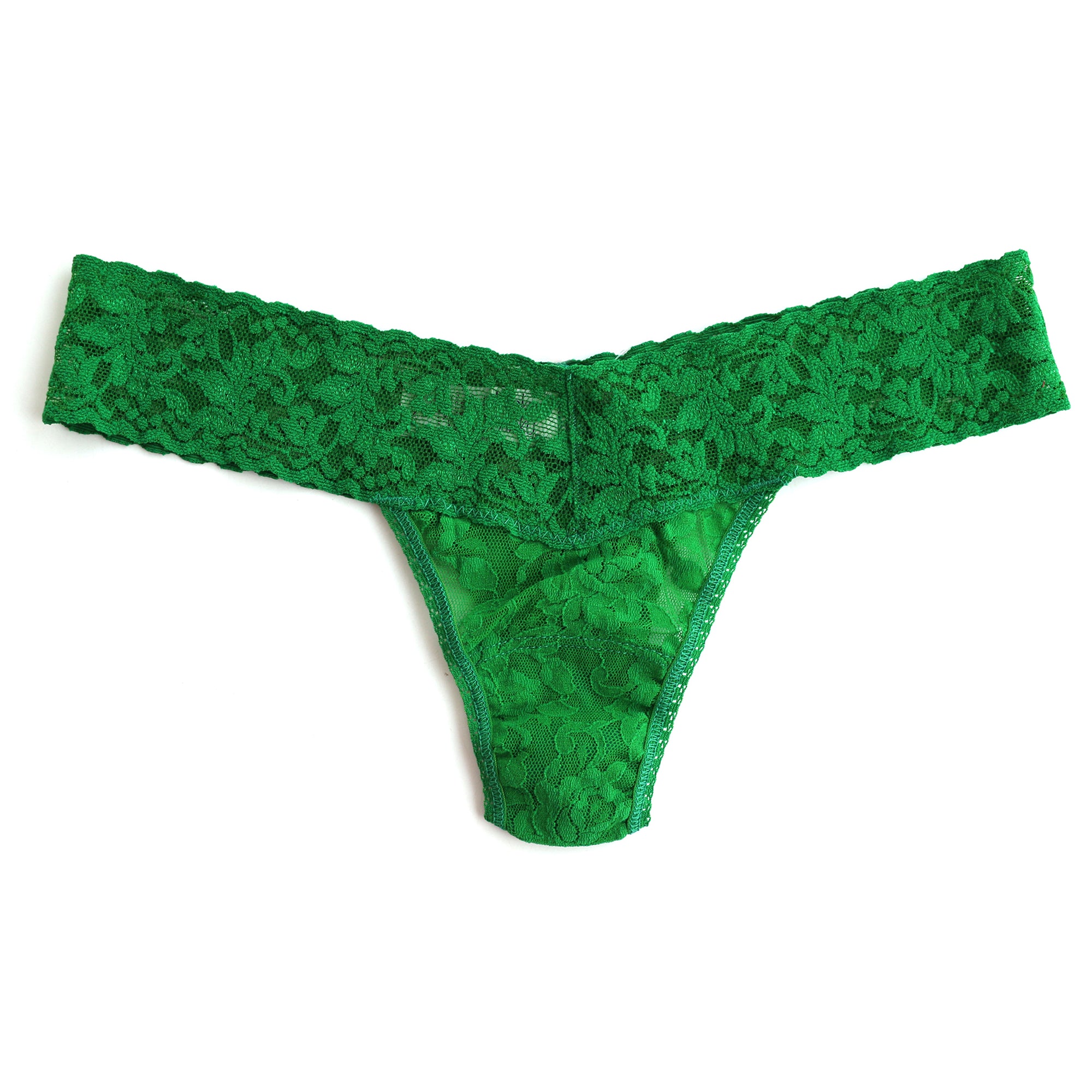 Petite Signature Lace Low Rise Thong | Mistletoe Green