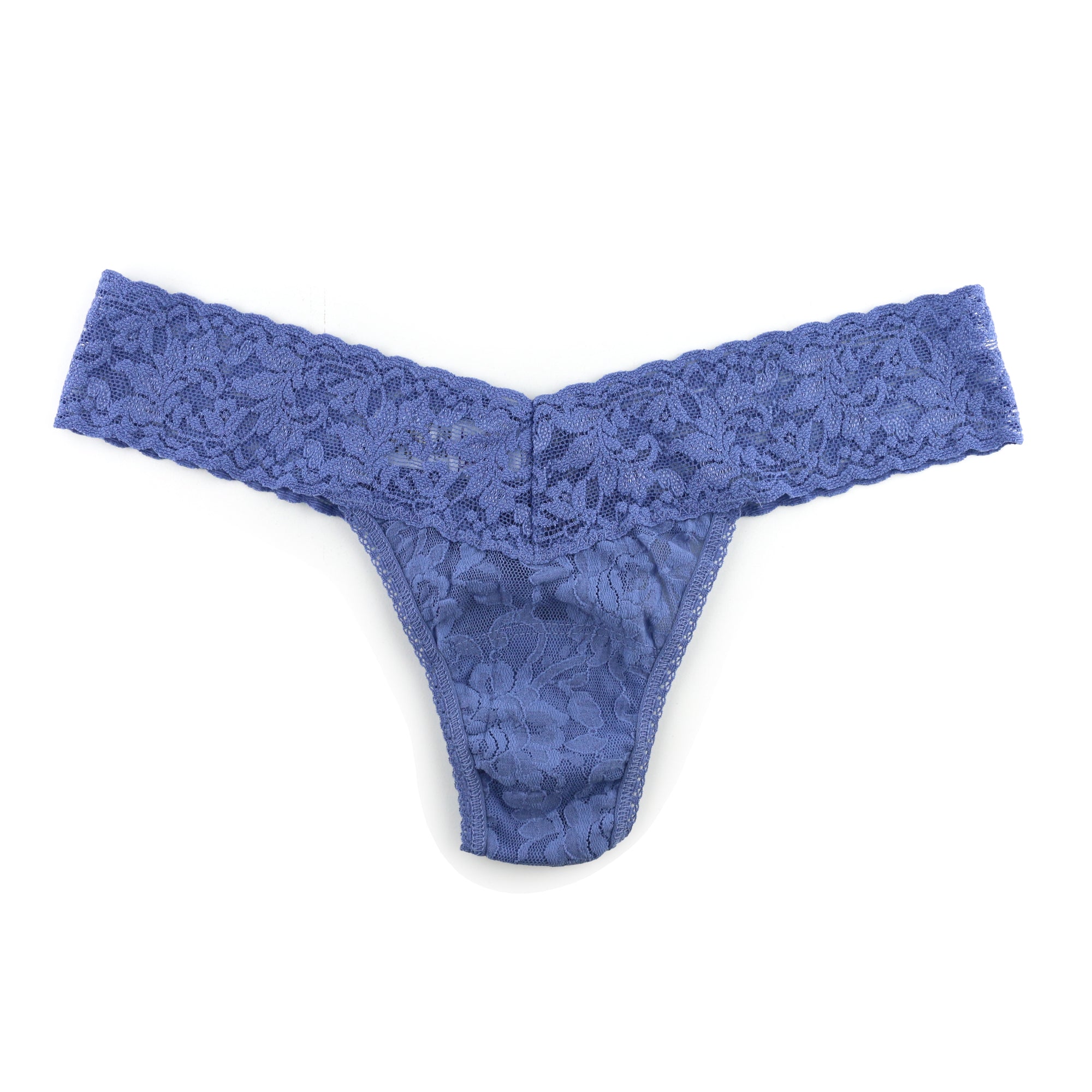 Signature Lace Low Rise Thong | Chambray