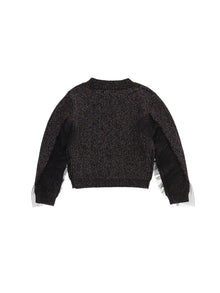Girls | Knit Sweater With Tulle | Black/Multicolor