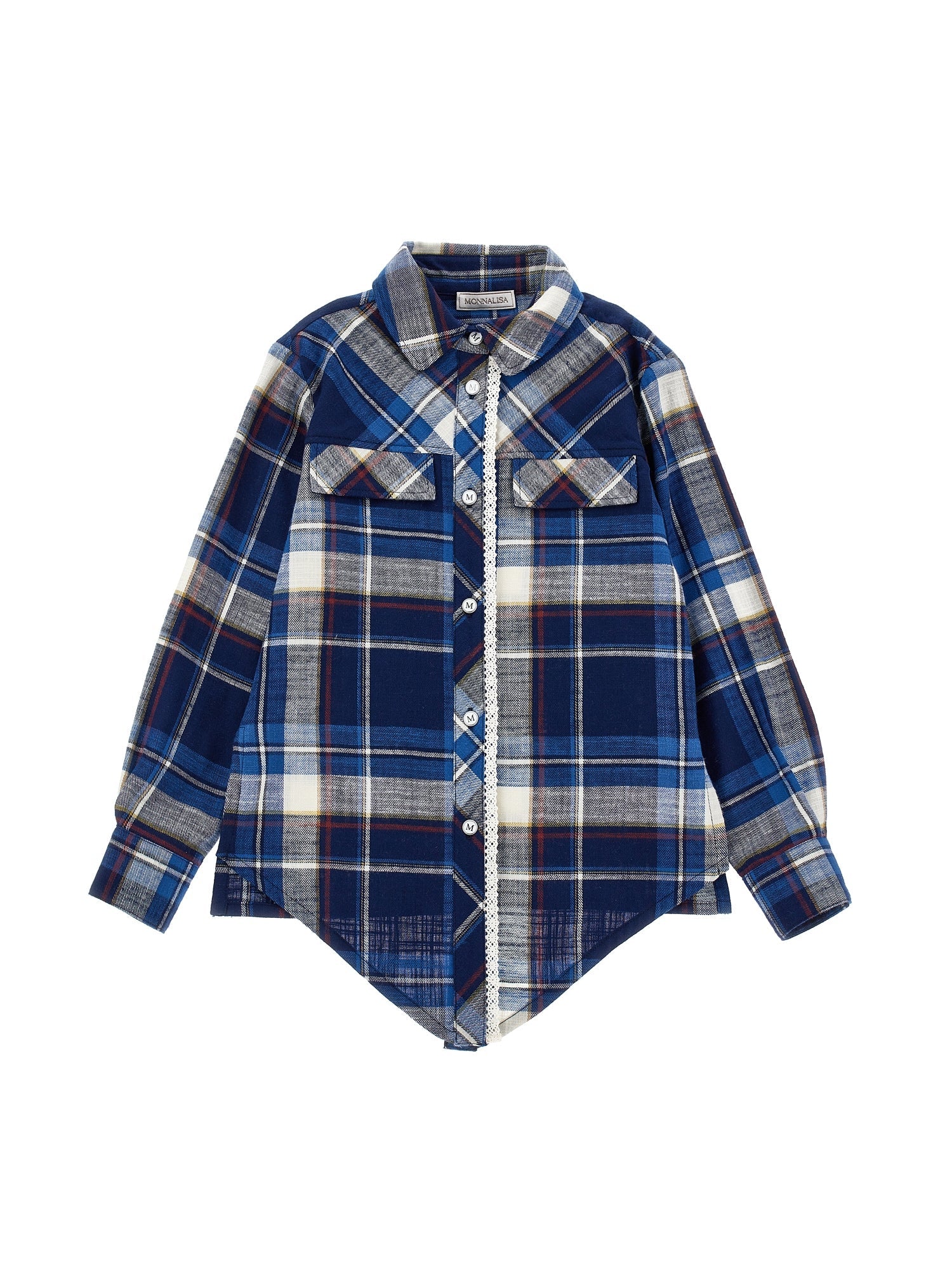 Girls | Long Tartan Tie-Front Shirt | Navy Blue