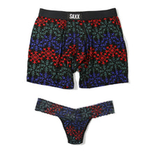 Sinature Lace Low Rise Thong & Saxx Boxer Brief | Snow Flake Chevron (Black)