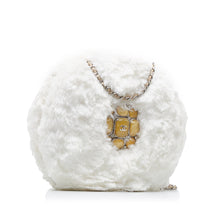 Chanel | Pre-Owned CC Crystal Embellished Faux Fur Round Crossbody | White